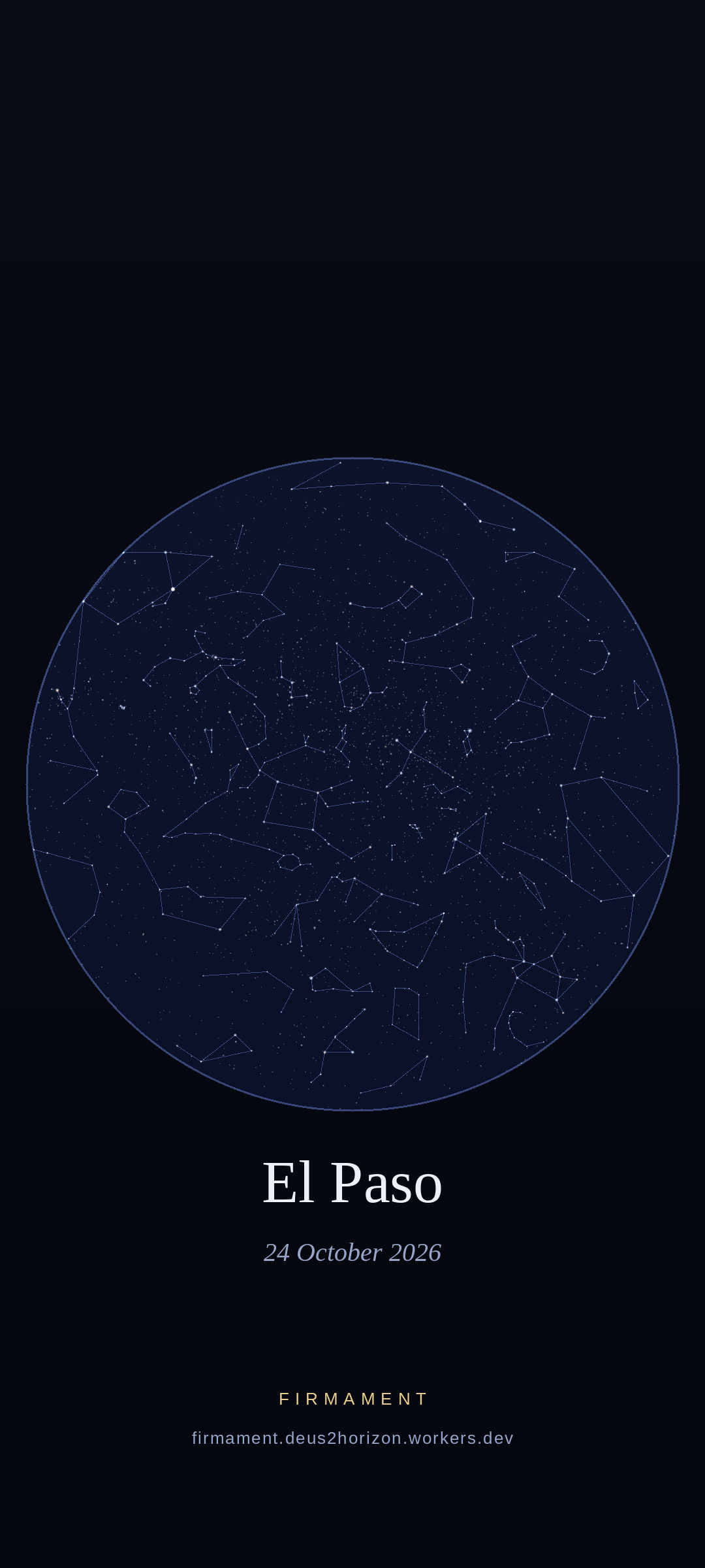 Céu noturno sobre El Paso, United States em 24 de outubro de 2026