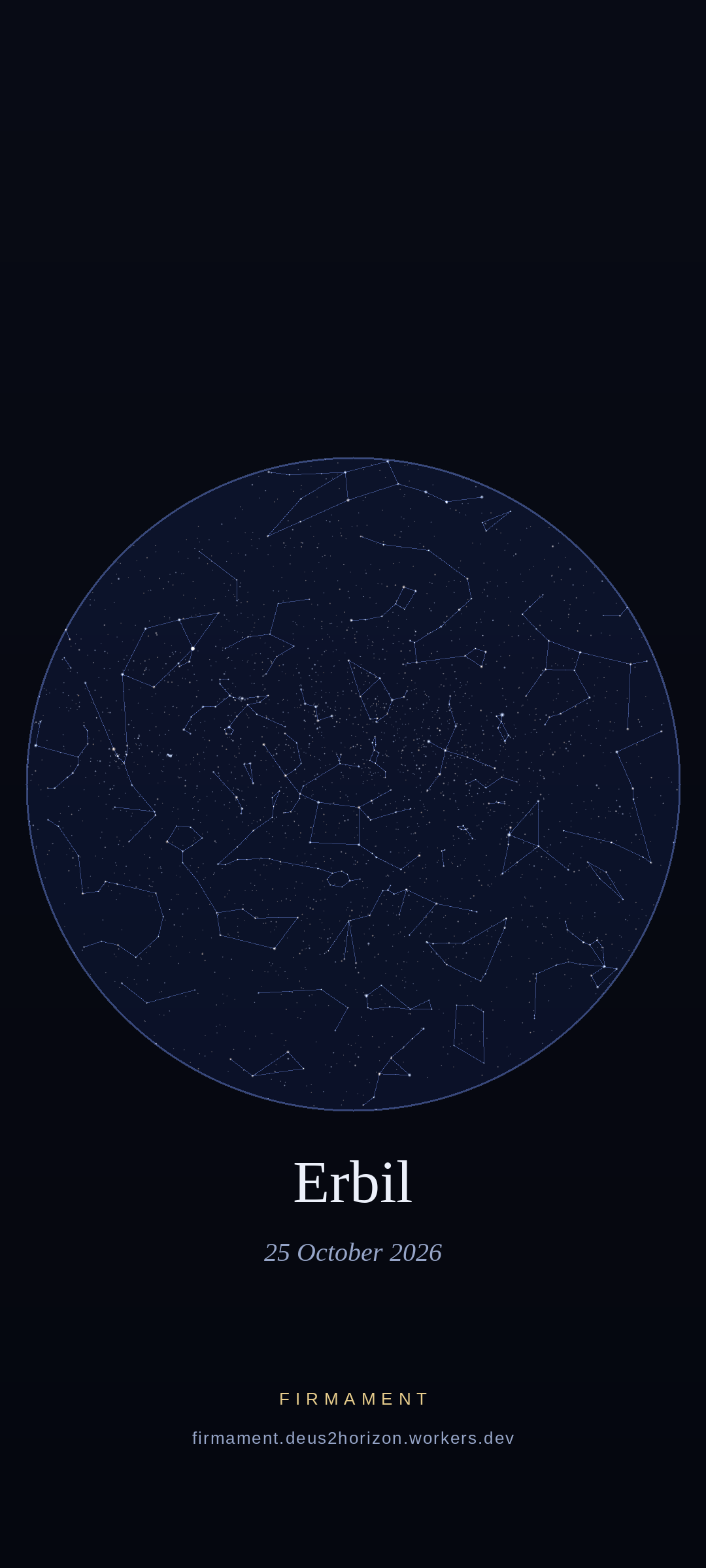 Night sky over Erbil, Iraq on 25 October 2026