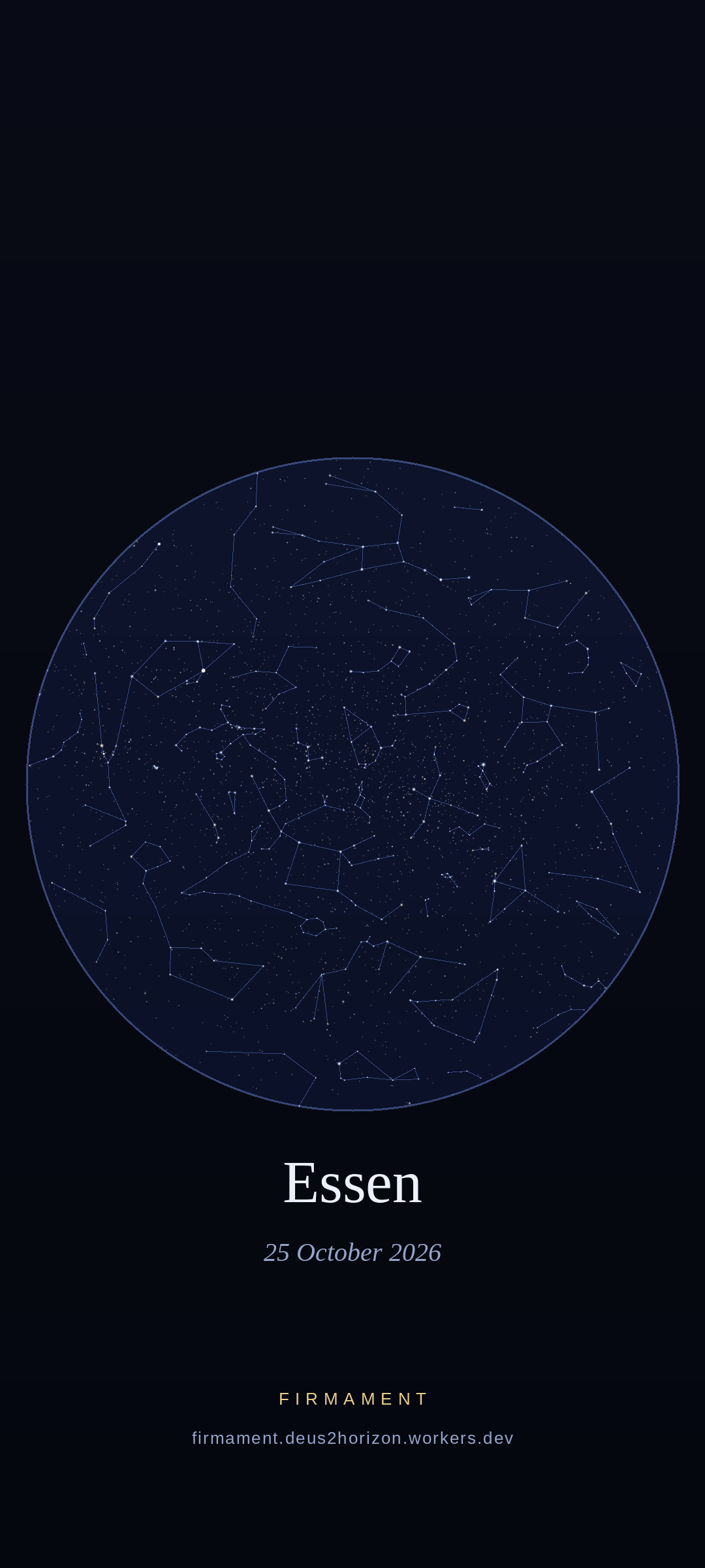 Night sky over Essen, Germany on 25 October 2026