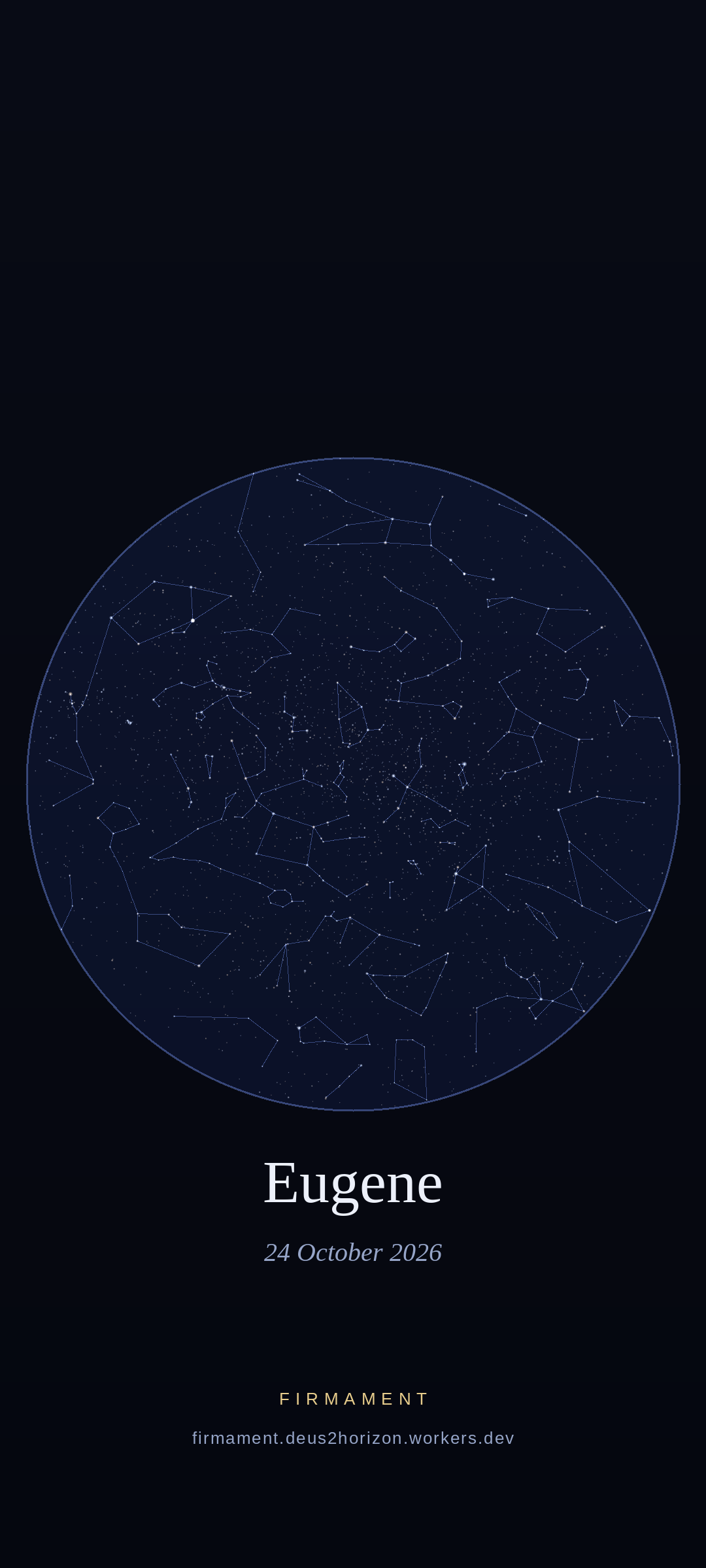 Night sky over Eugene, United States on 24 October 2026