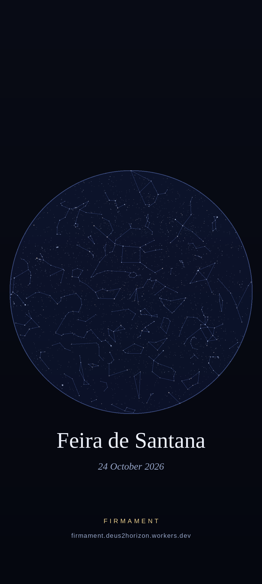 Cielo nocturno sobre Feira de Santana, Brazil el 24 de octubre de 2026