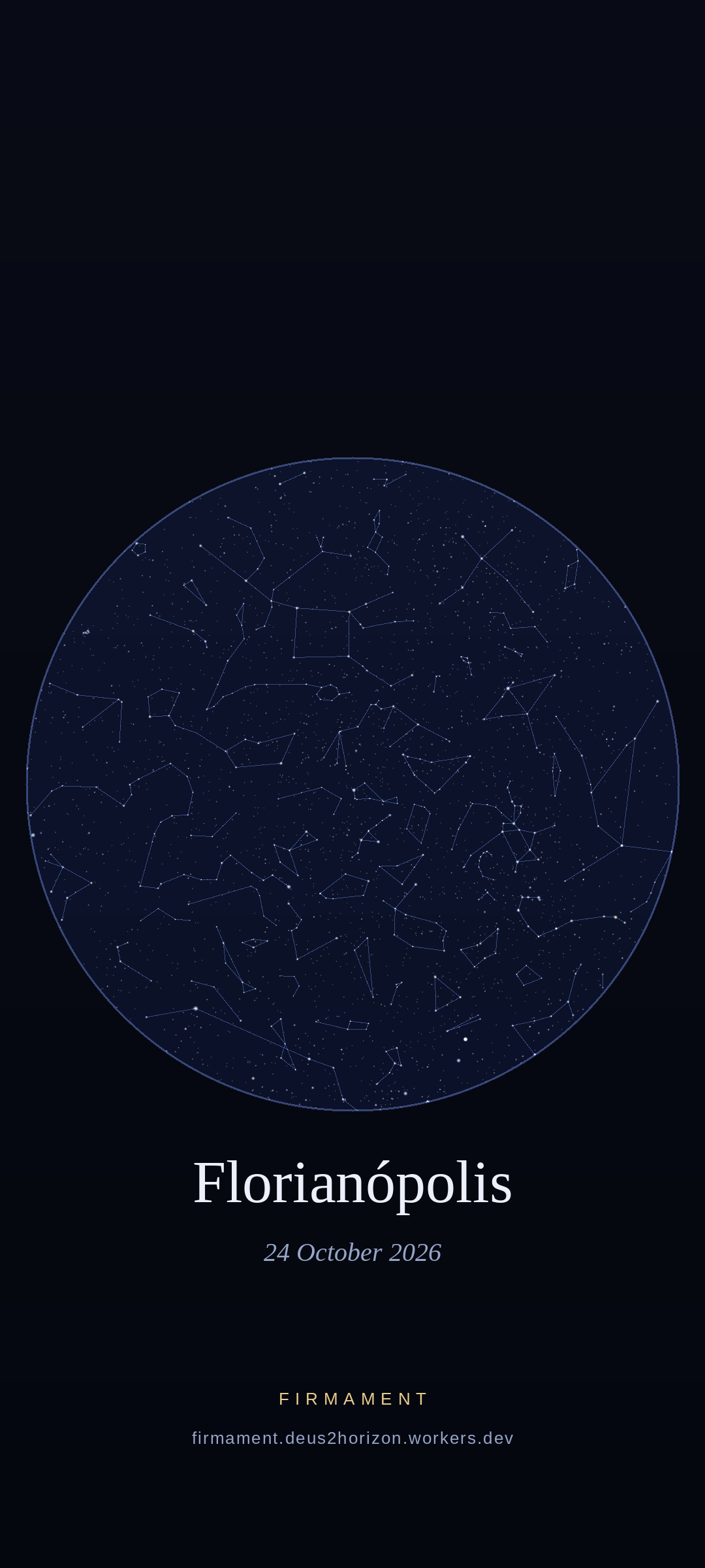 Night sky over Florianópolis, Brazil on 24 October 2026