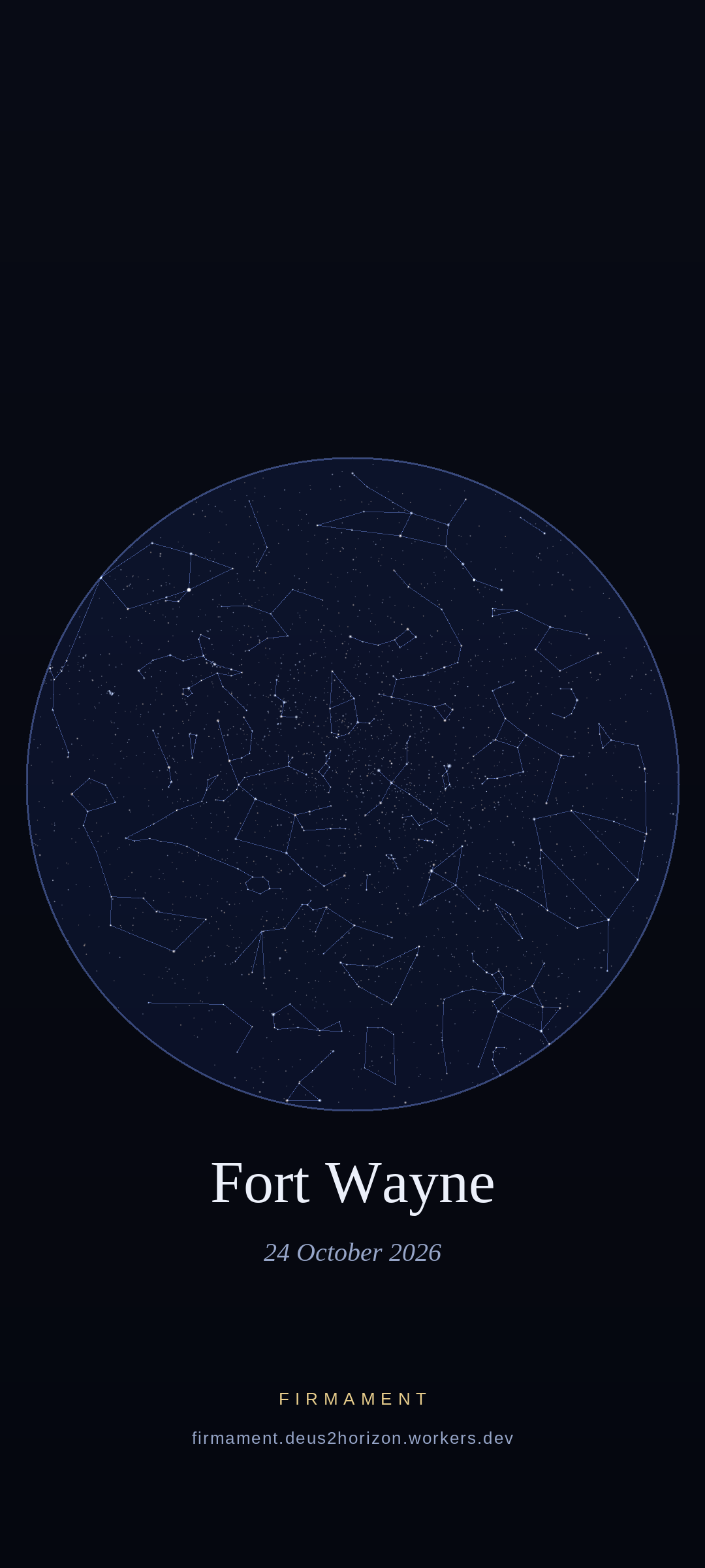 Cielo notturno sopra Fort Wayne, United States il 24 ottobre 2026