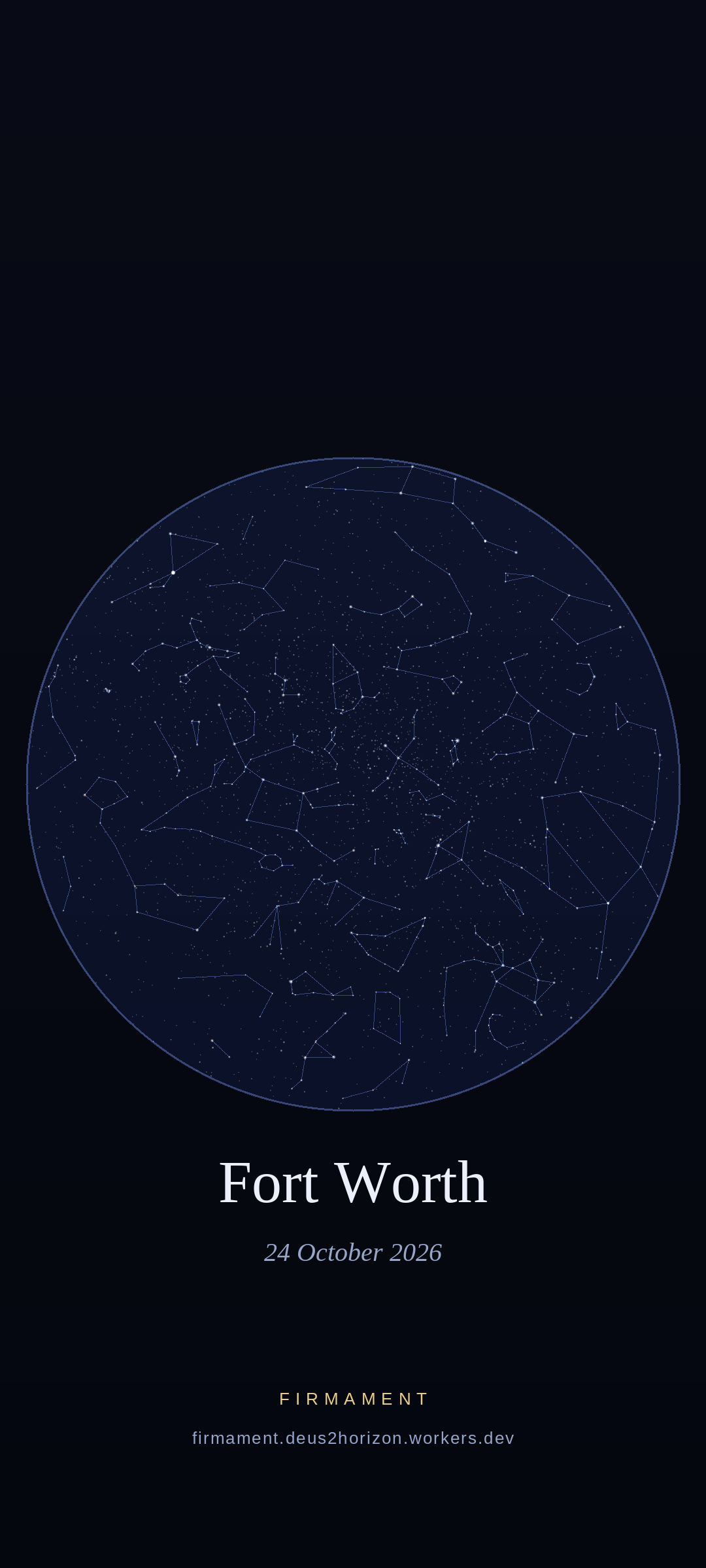 Cielo notturno sopra Fort Worth, United States il 24 ottobre 2026