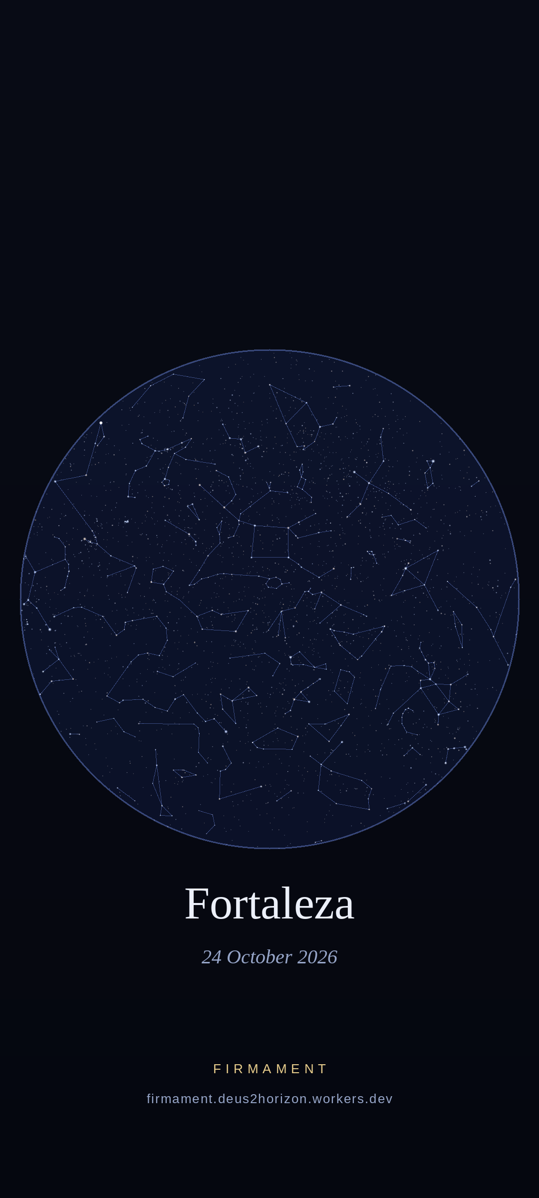 Cielo notturno sopra Fortaleza, Brazil il 24 ottobre 2026