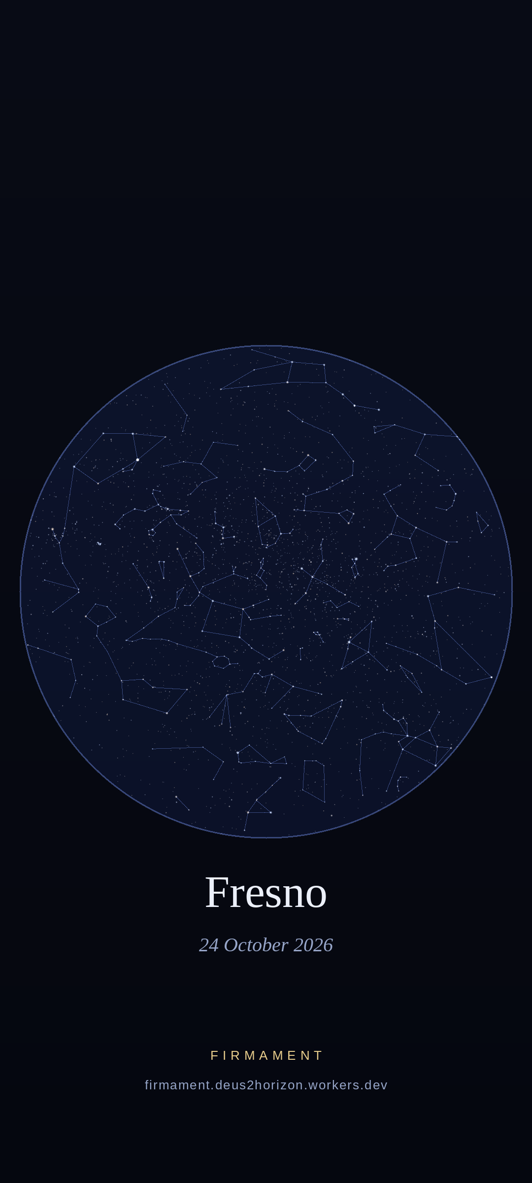 Ciel nocturne au-dessus de Fresno, United States le 24 octobre 2026
