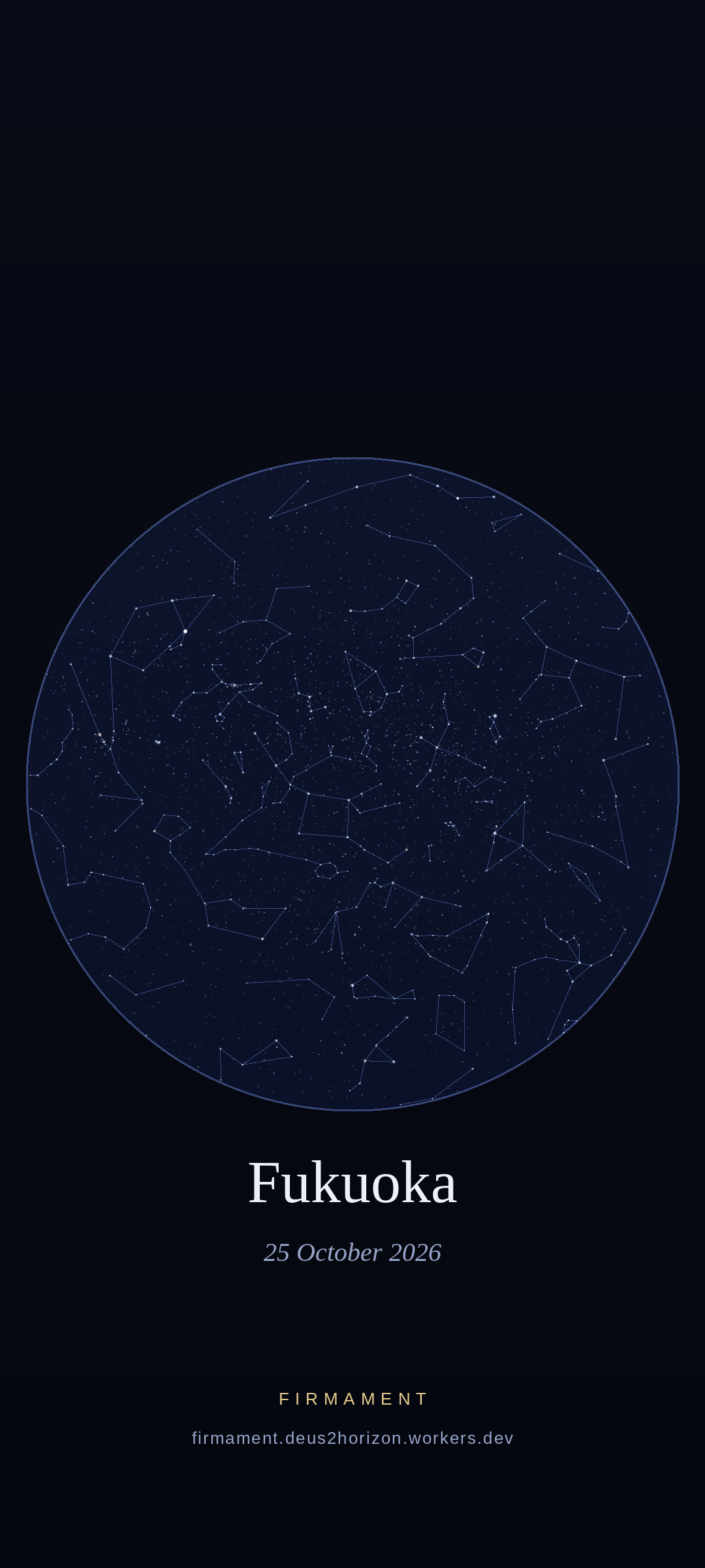 Night sky over Fukuoka, Japan on 25 October 2026
