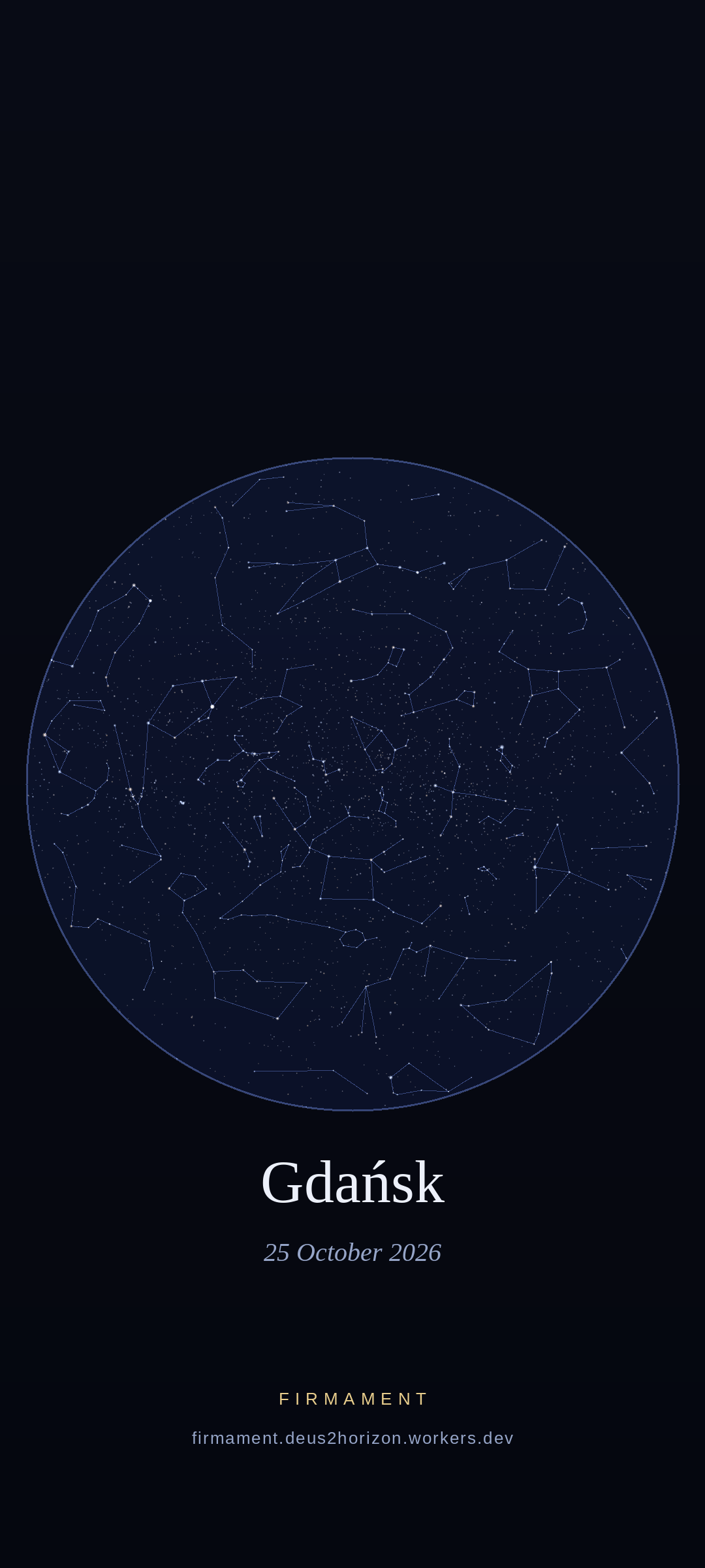 Night sky over Gdańsk, Poland on 25 October 2026