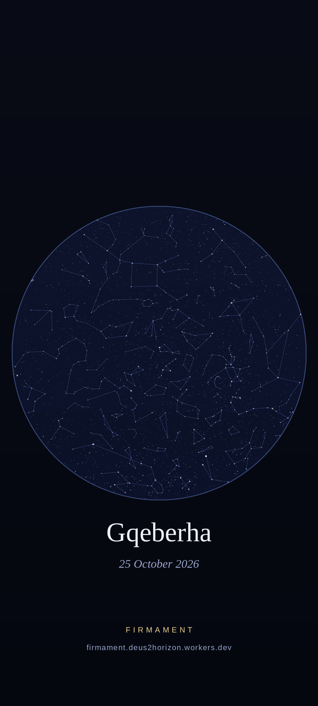 Ciel nocturne au-dessus de Gqeberha, South Africa le 25 octobre 2026