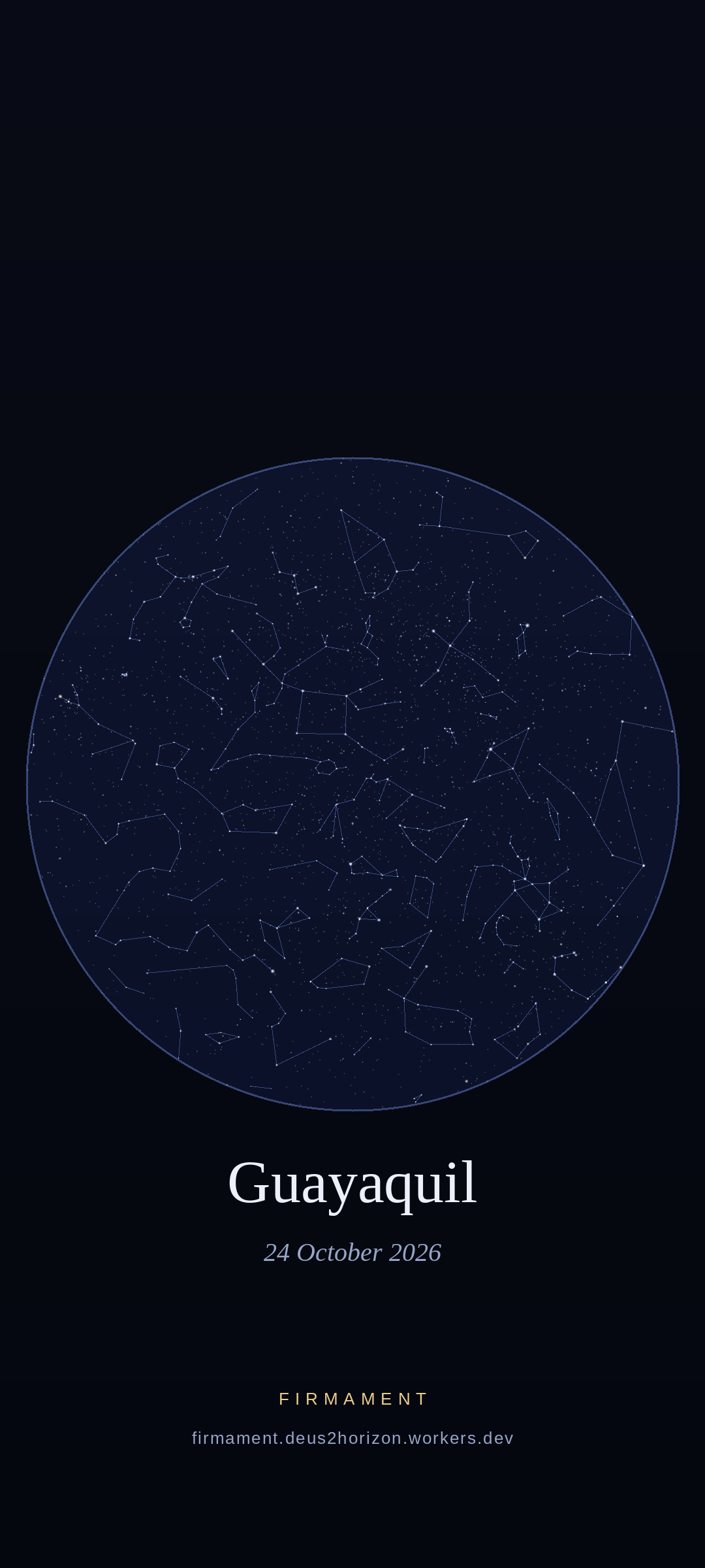 Night sky over Guayaquil, Ecuador on 24 October 2026