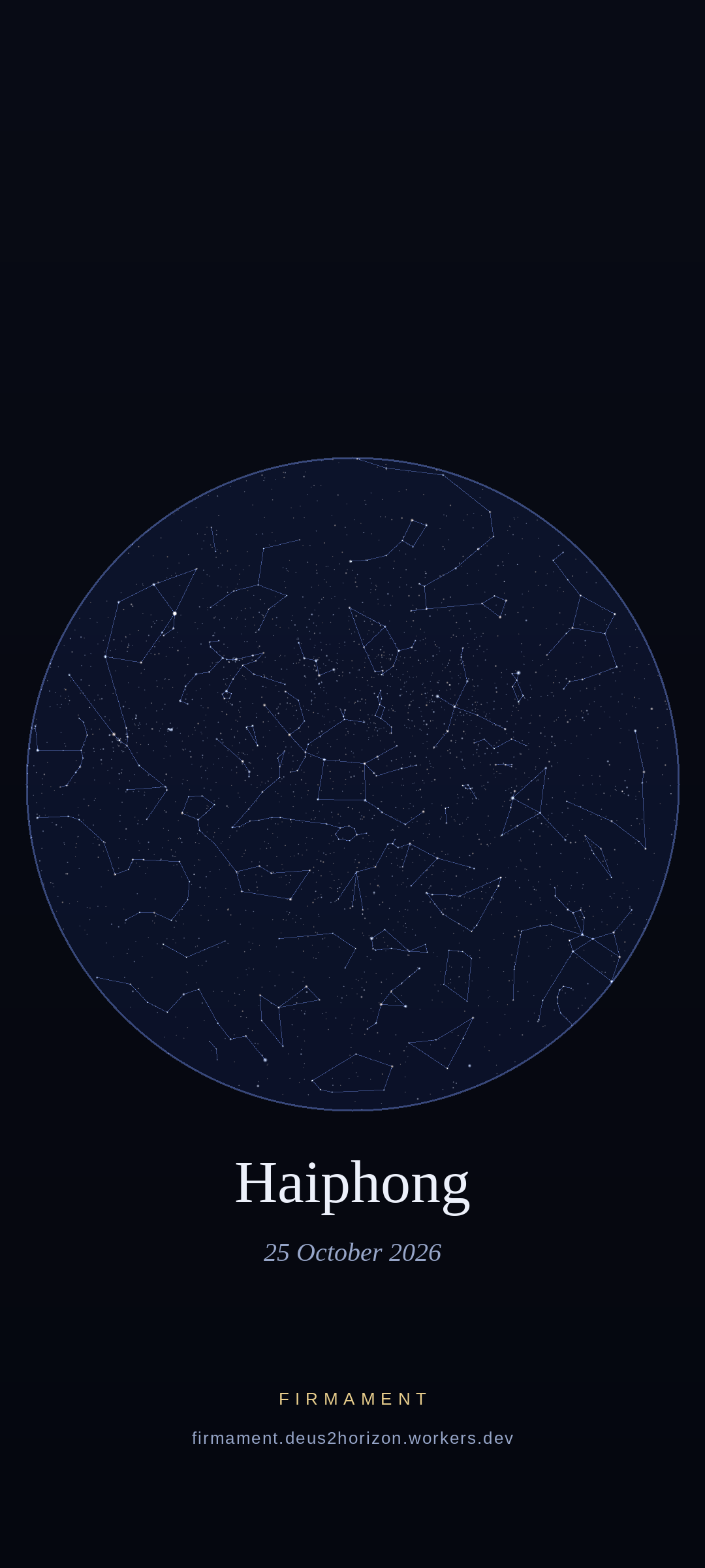 Ciel nocturne au-dessus de Haiphong, Vietnam le 25 octobre 2026