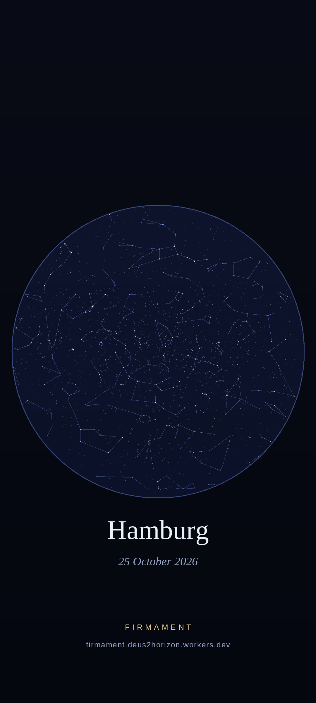 Ciel nocturne au-dessus de Hamburg, Germany le 25 octobre 2026