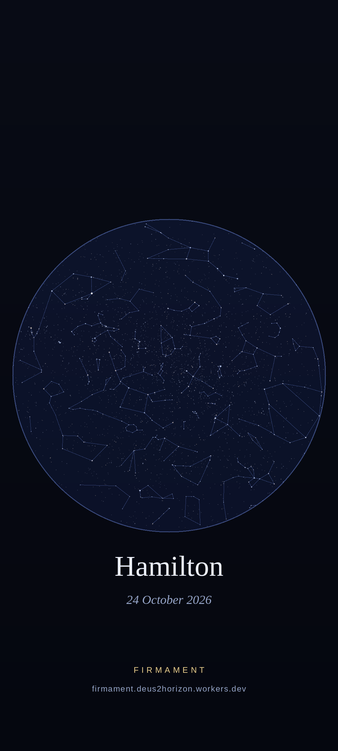 Night sky over Hamilton, Canada on 24 October 2026