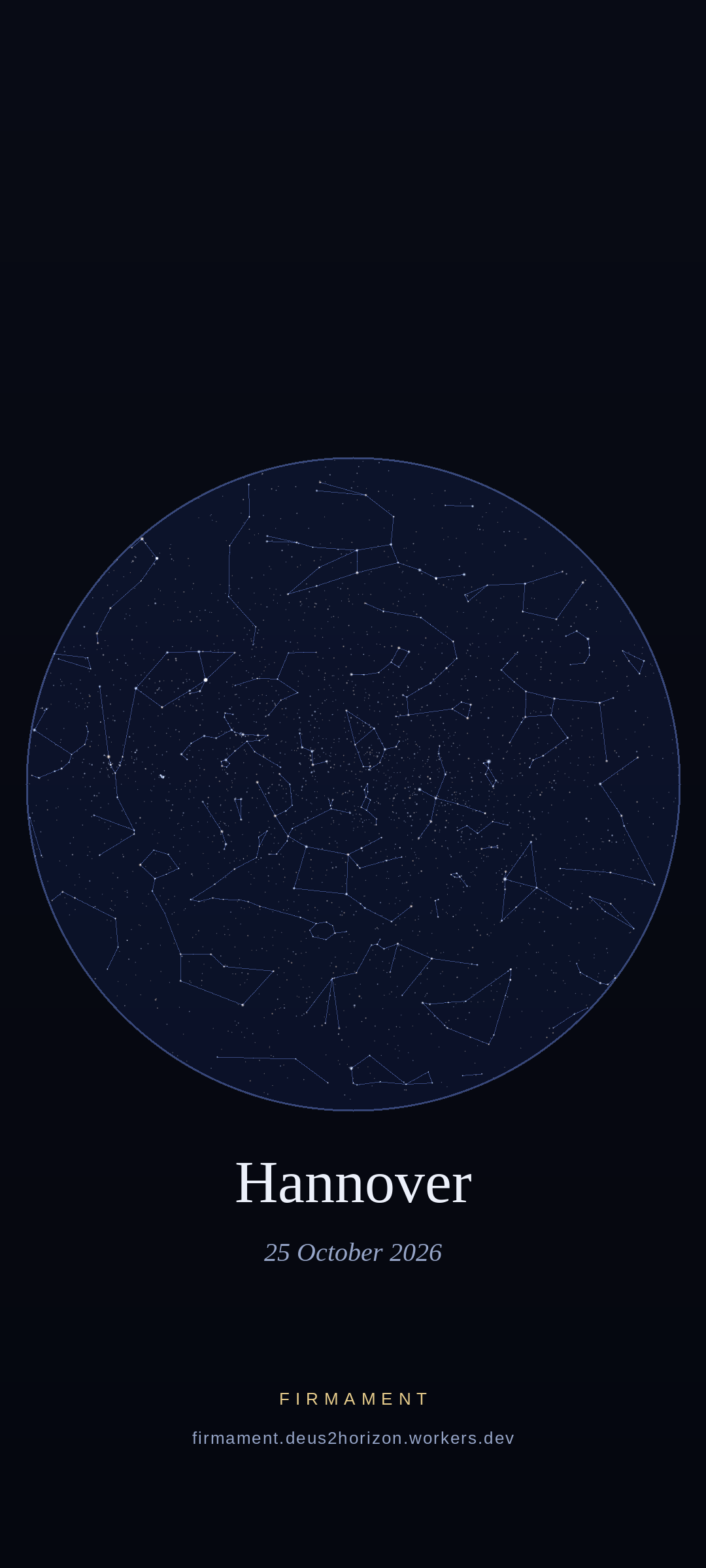 Night sky over Hannover, Germany on 25 October 2026