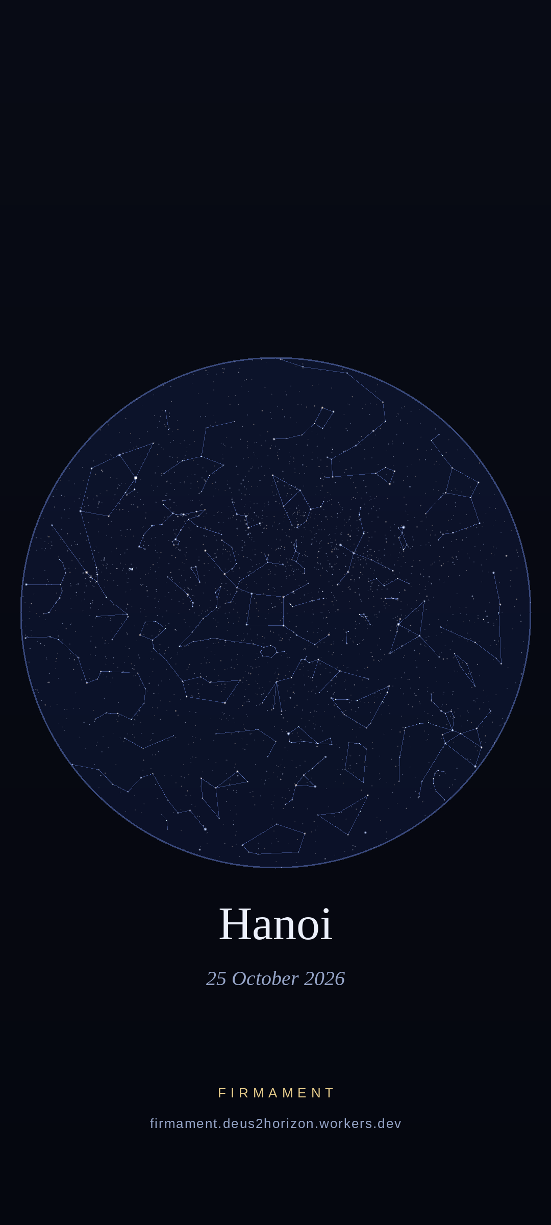 Céu noturno sobre Hanoi, Vietnam em 25 de outubro de 2026