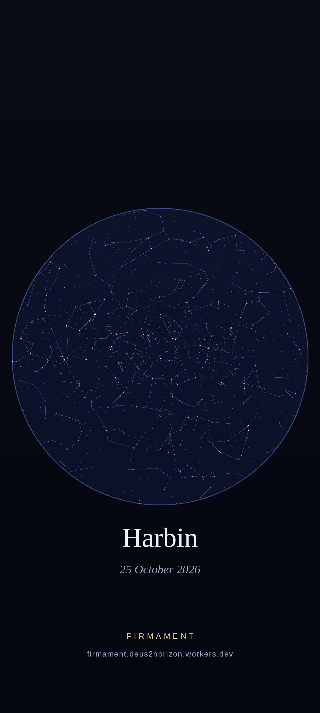 Night sky over Harbin, China on 25 October 2026