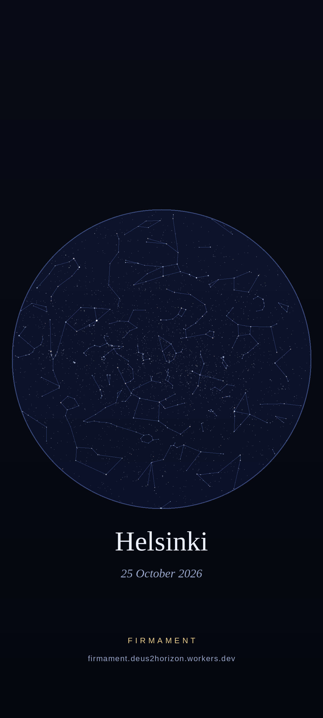 Night sky over Helsinki, Finland on 25 October 2026
