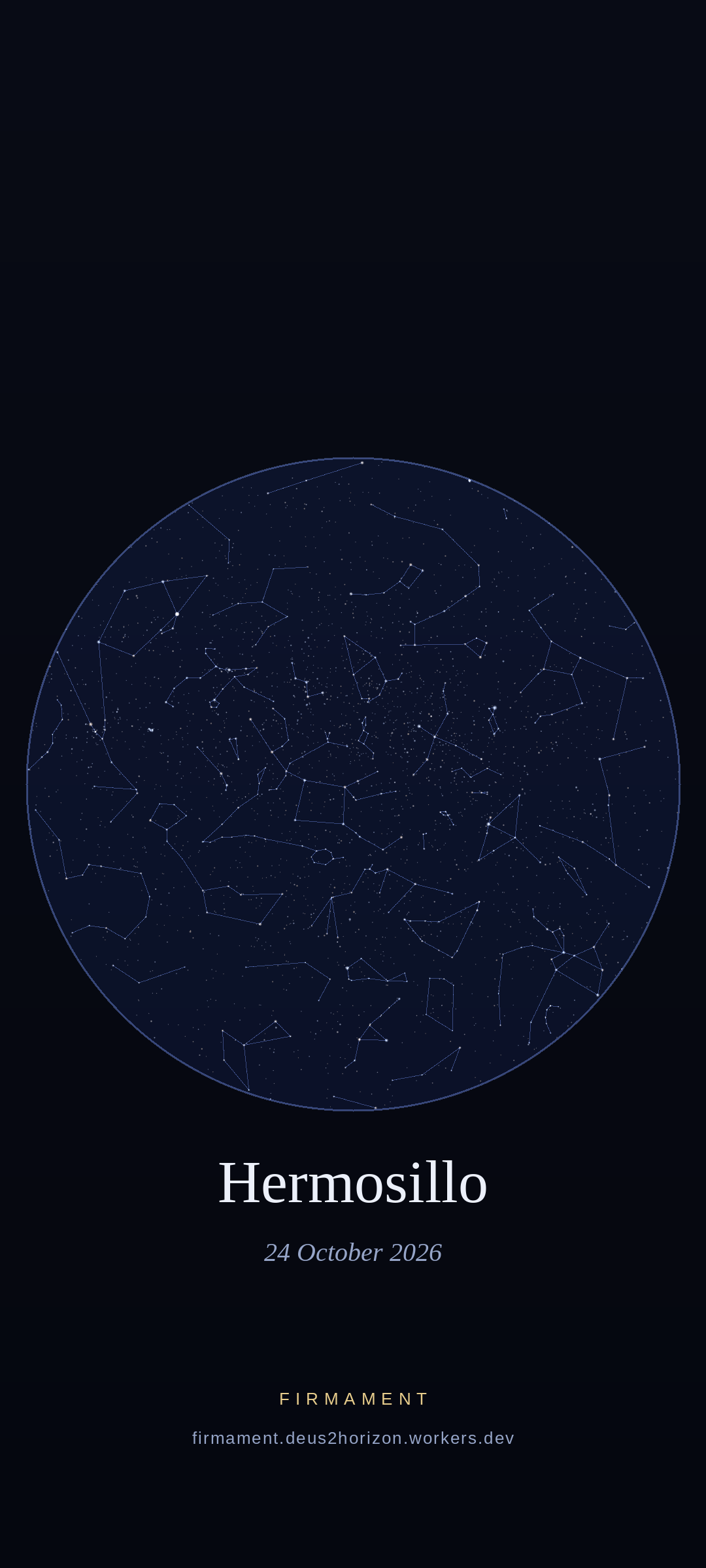 Night sky over Hermosillo, Mexico on 24 October 2026