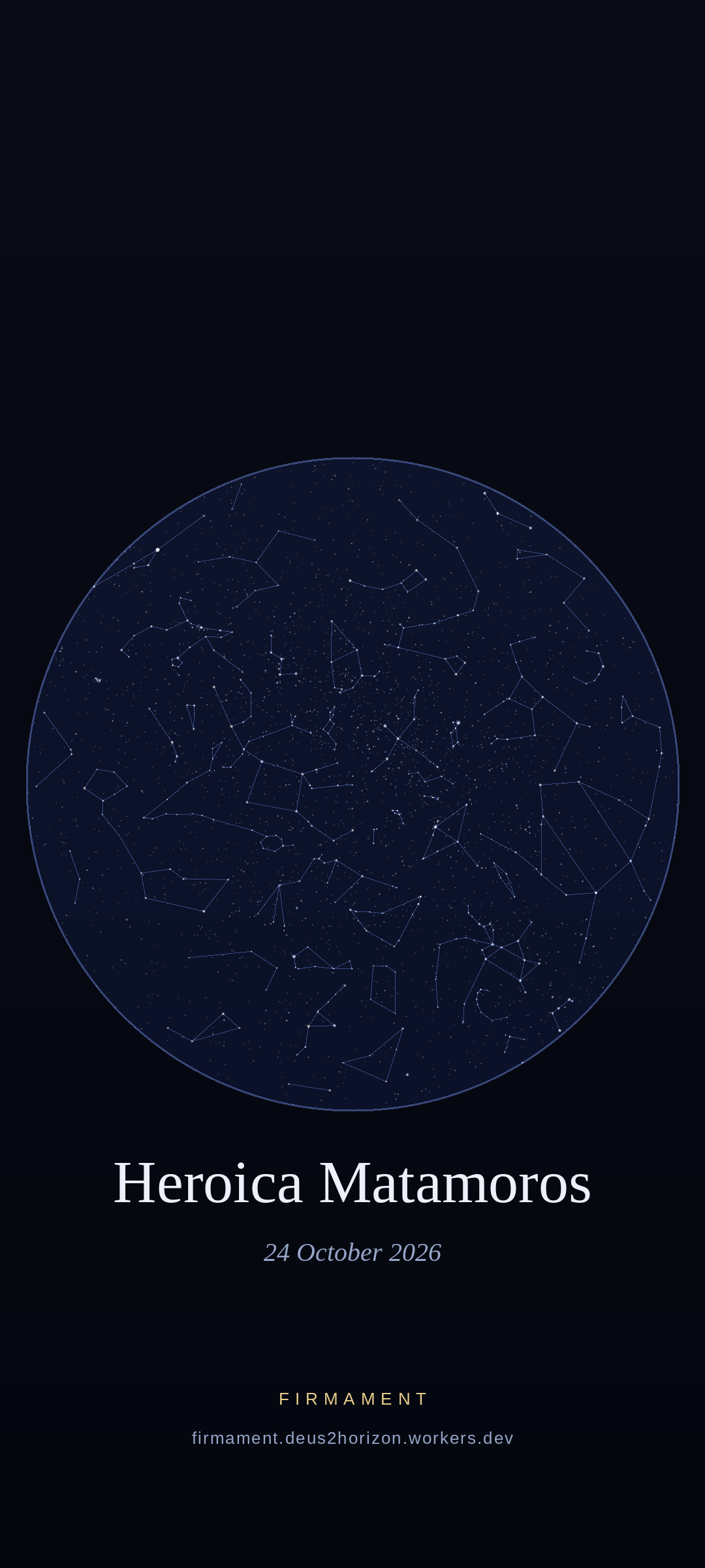 Night sky over Heroica Matamoros, Mexico on 24 October 2026