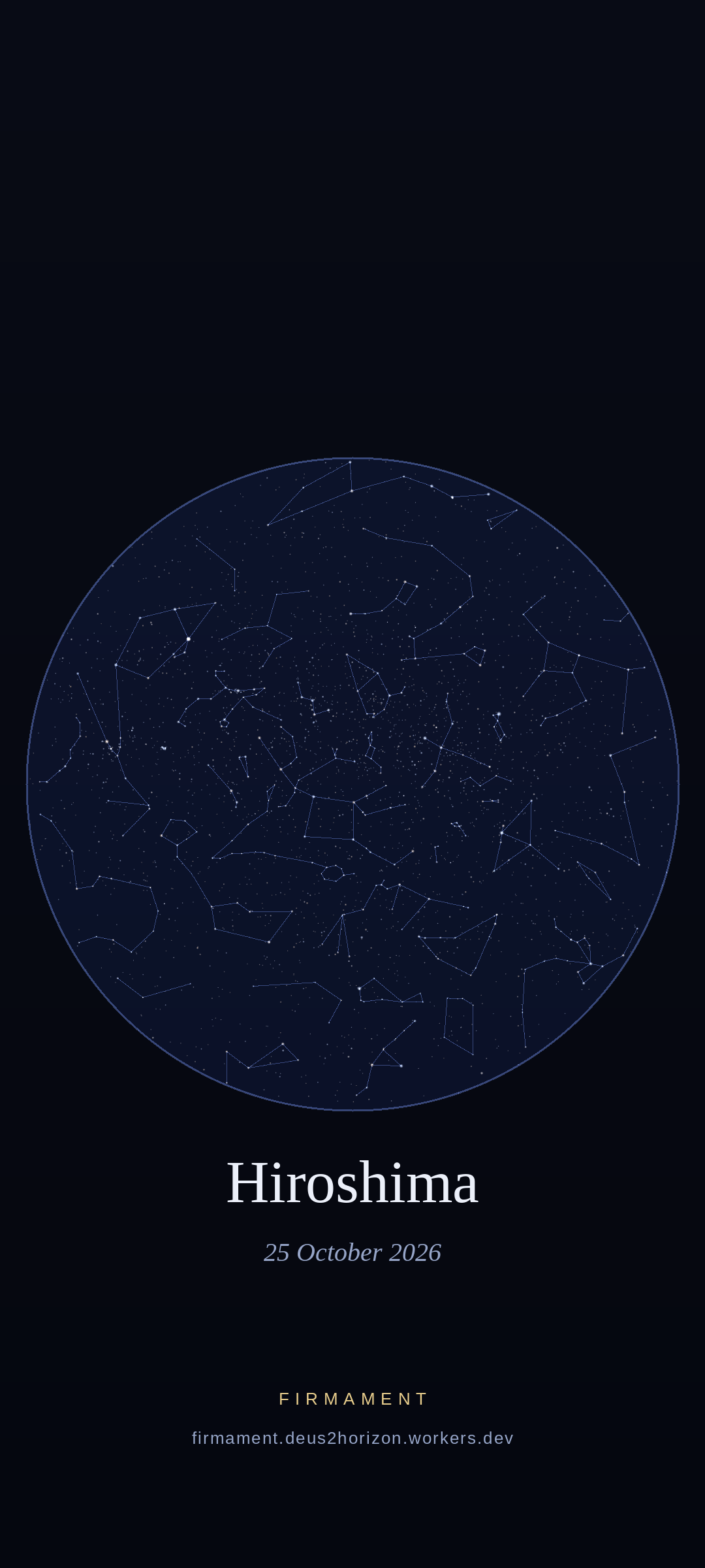 Night sky over Hiroshima, Japan on 25 October 2026