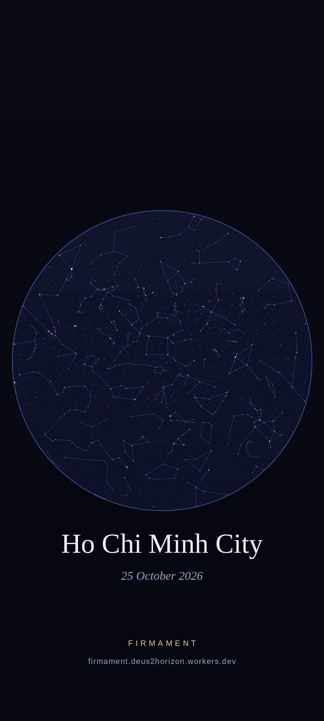Night sky over Ho Chi Minh City, Vietnam on 25 October 2026