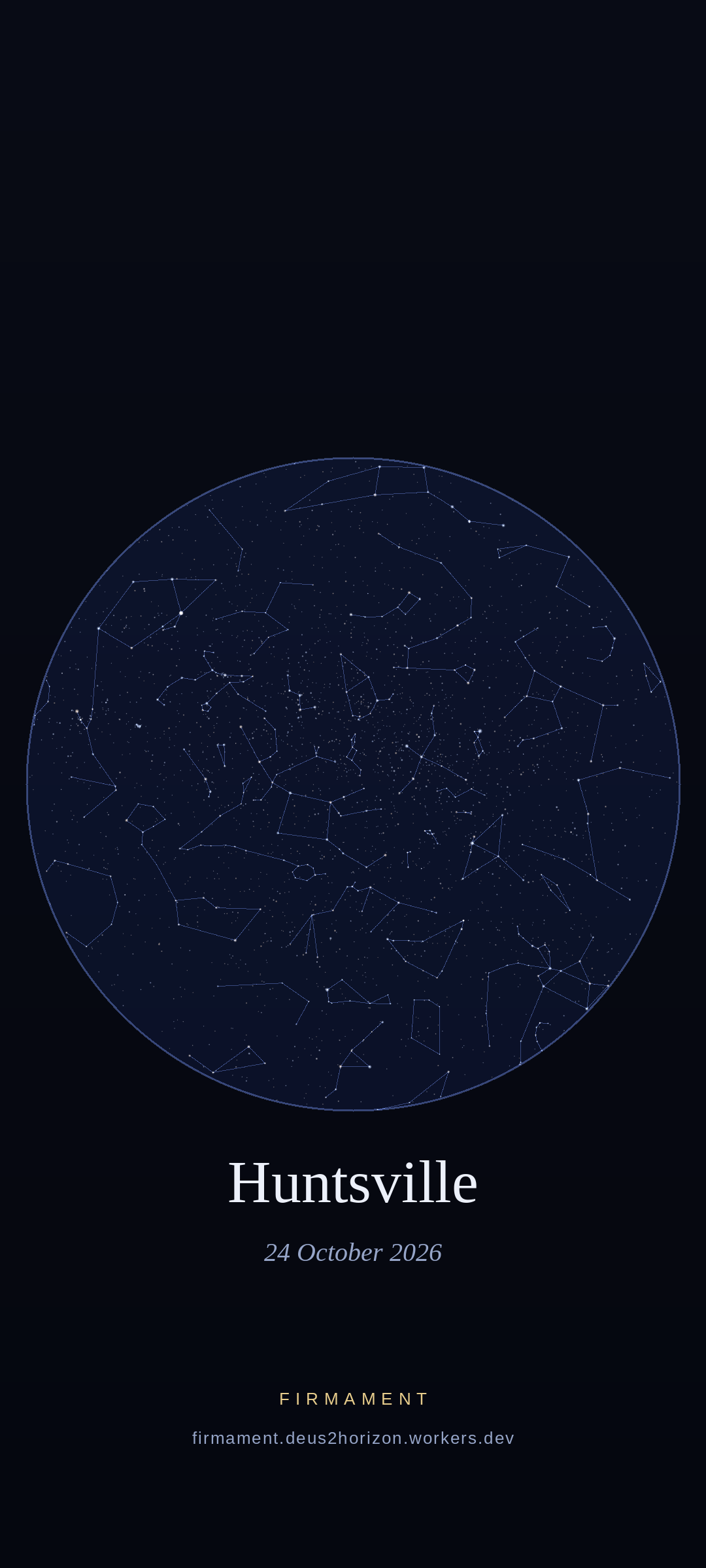 Night sky over Huntsville, United States on 24 October 2026