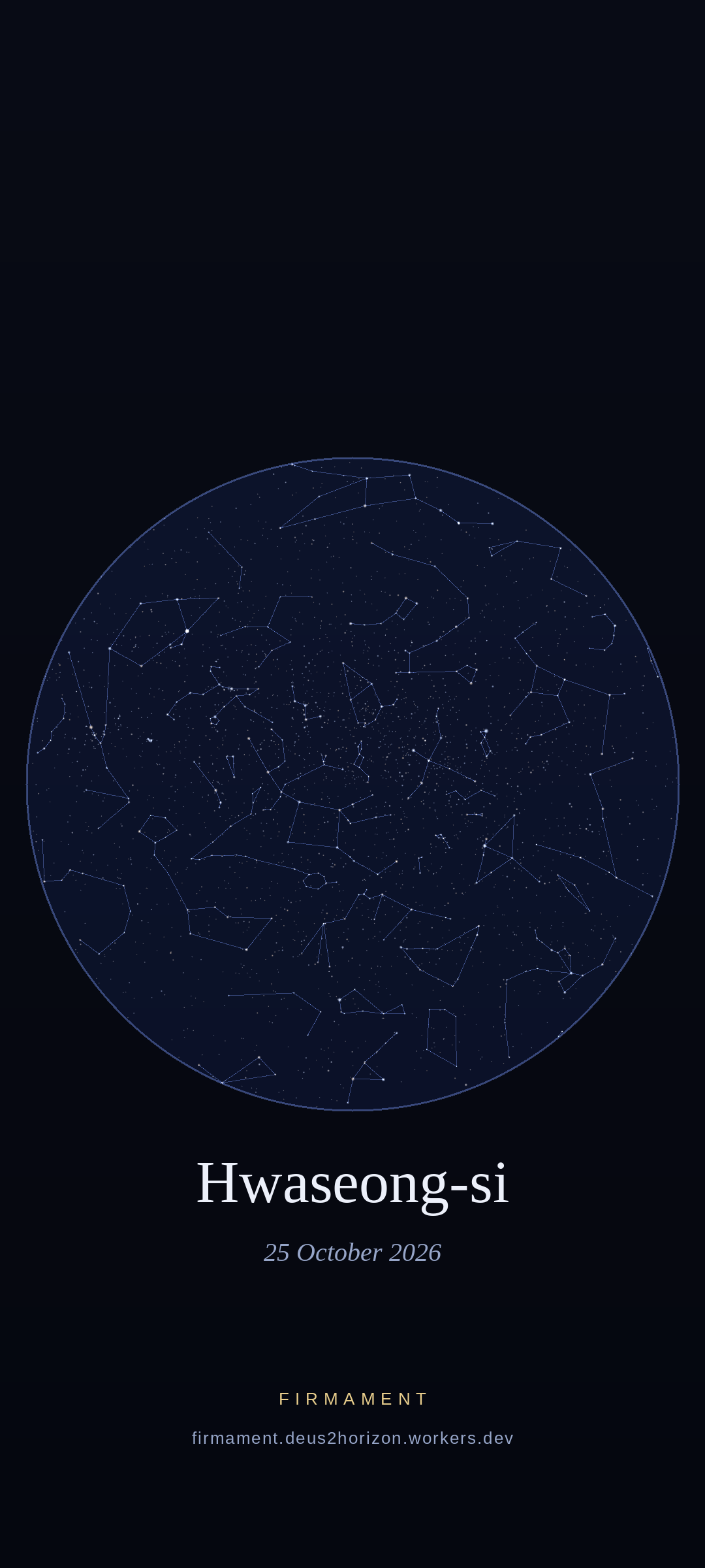 Night sky over Hwaseong-si, South Korea on 25 October 2026