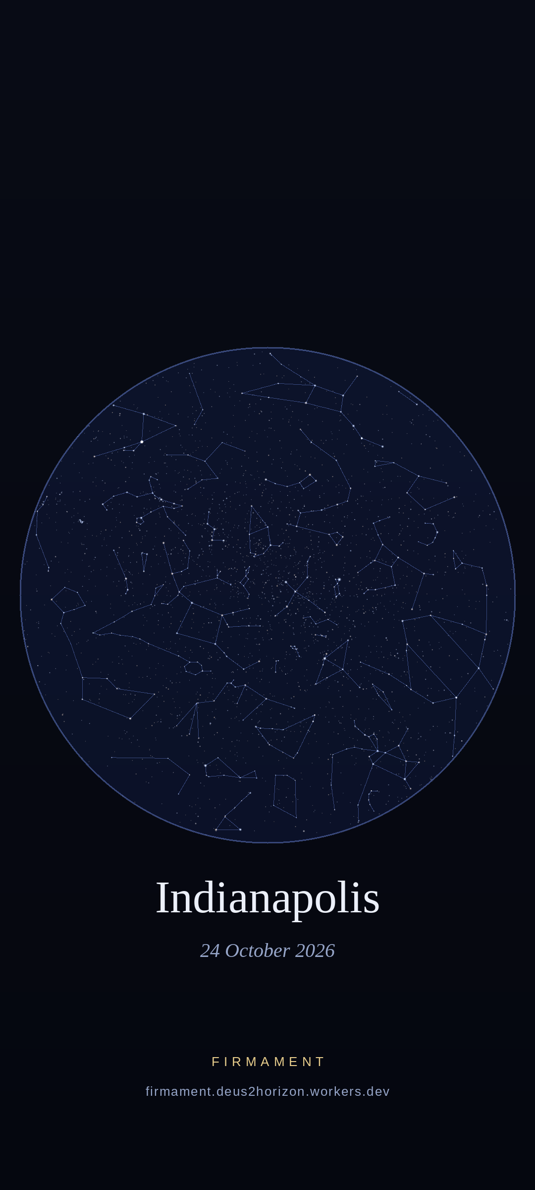 Ciel nocturne au-dessus de Indianapolis, United States le 24 octobre 2026