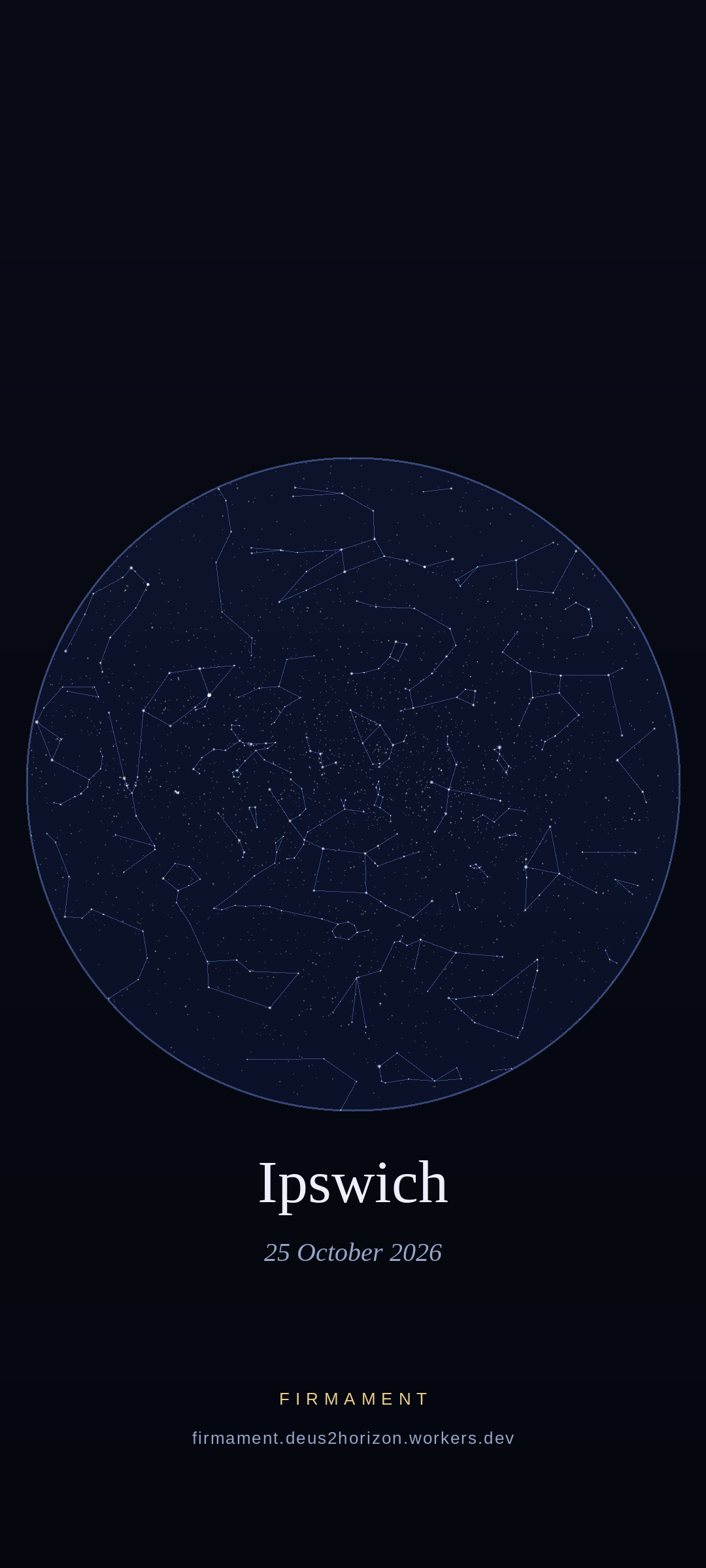 Night sky over Ipswich, United Kingdom on 25 October 2026