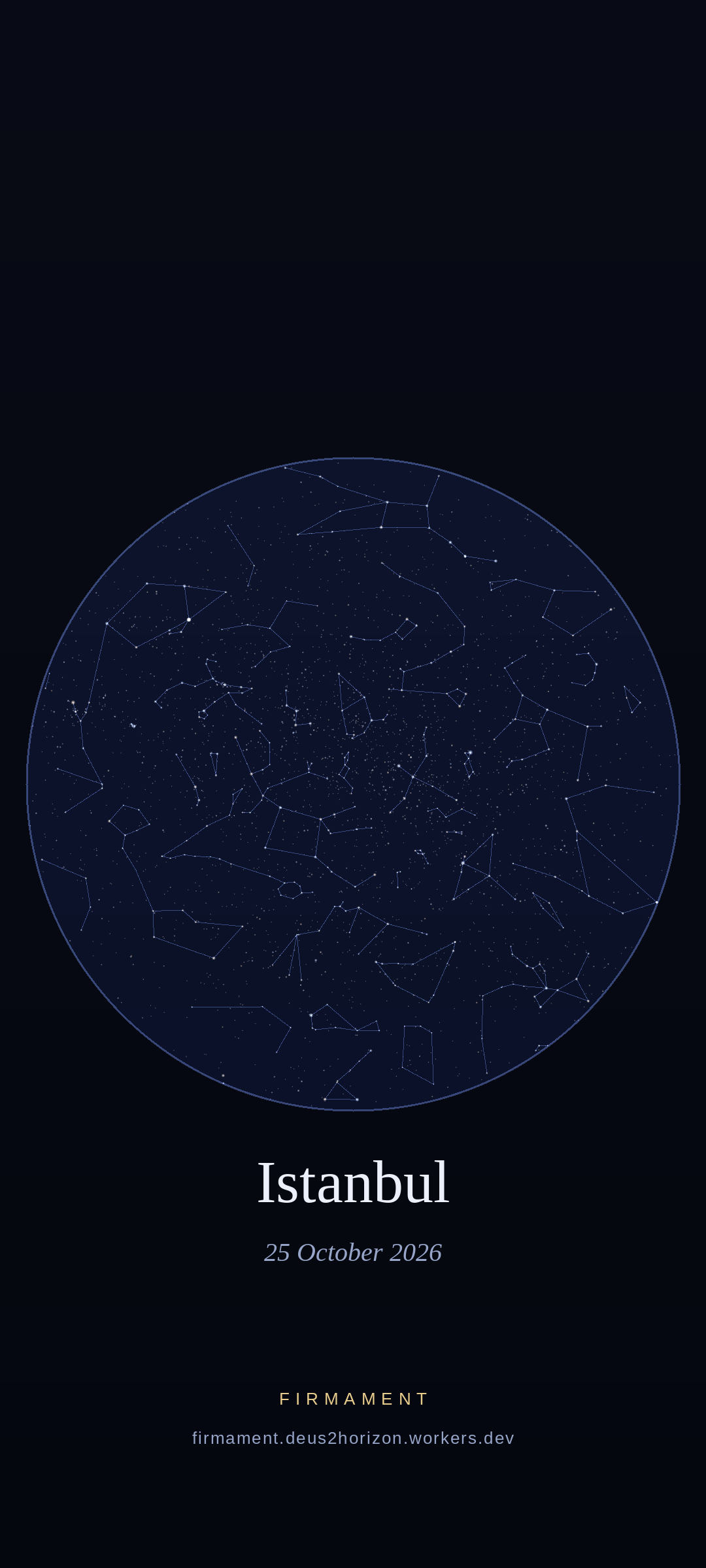 Night sky over Istanbul, Turkey on 25 October 2026