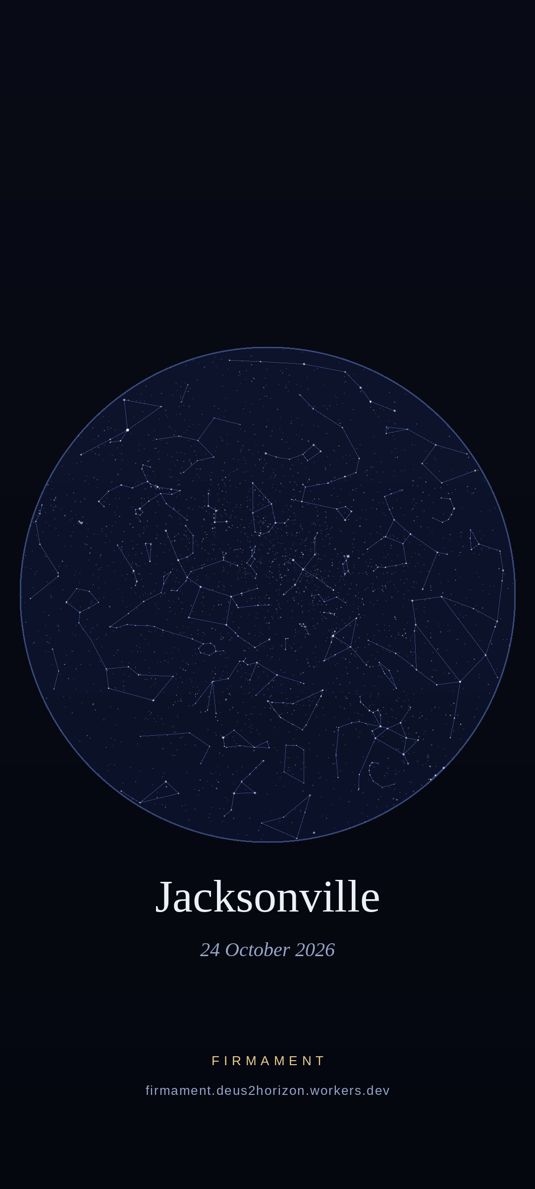 Night sky over Jacksonville, United States on 24 October 2026