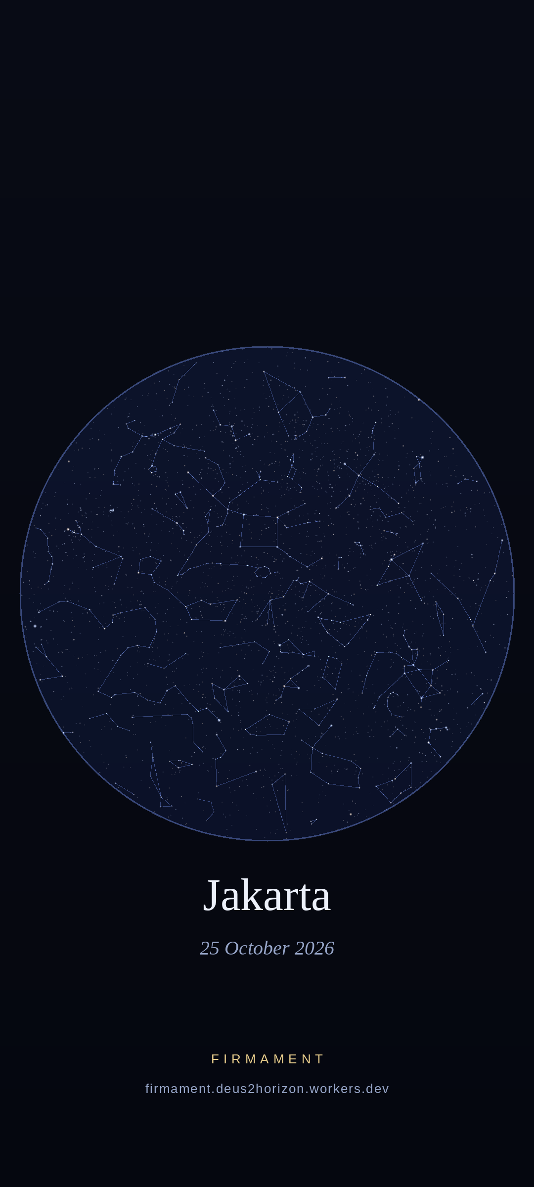 Night sky over Jakarta, Indonesia on 25 October 2026