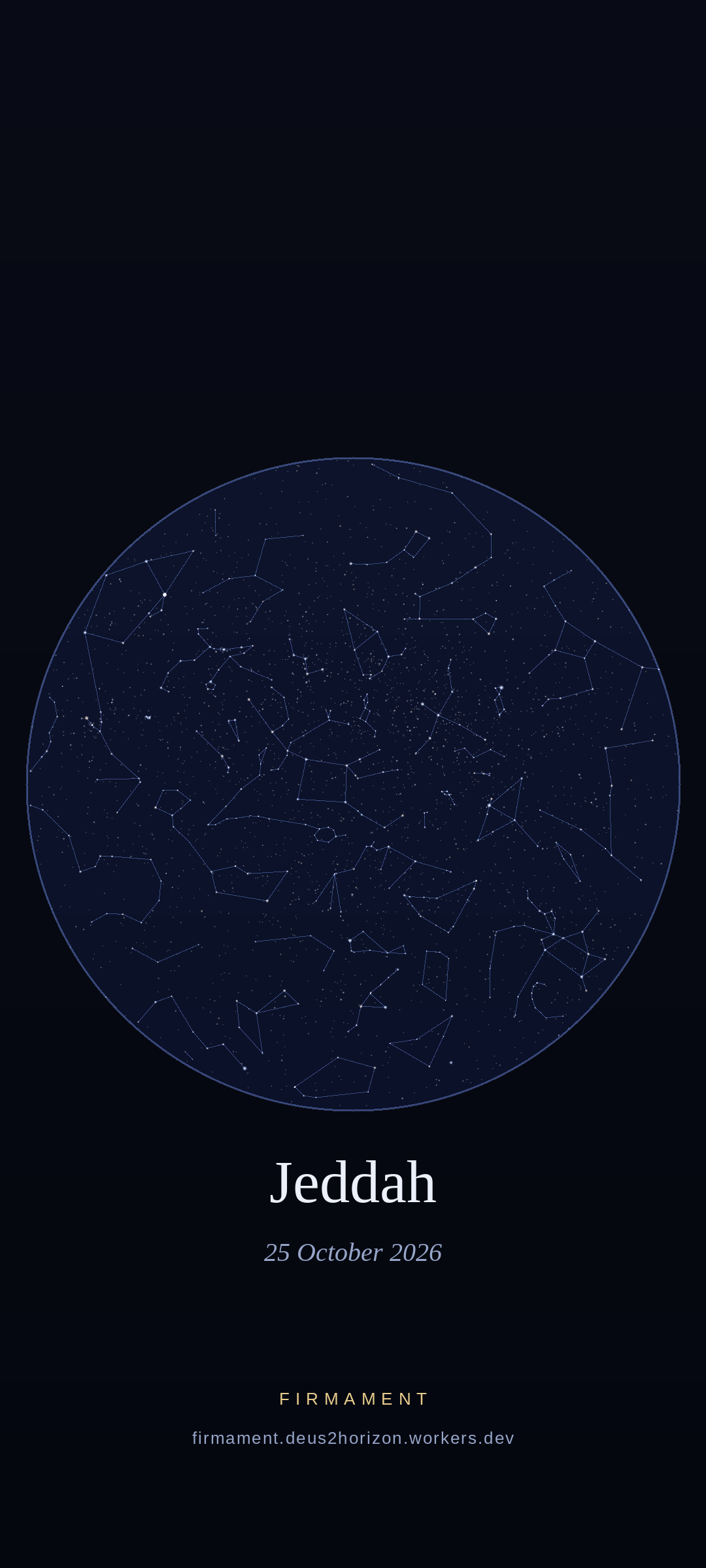 Night sky over Jeddah, Saudi Arabia on 25 October 2026