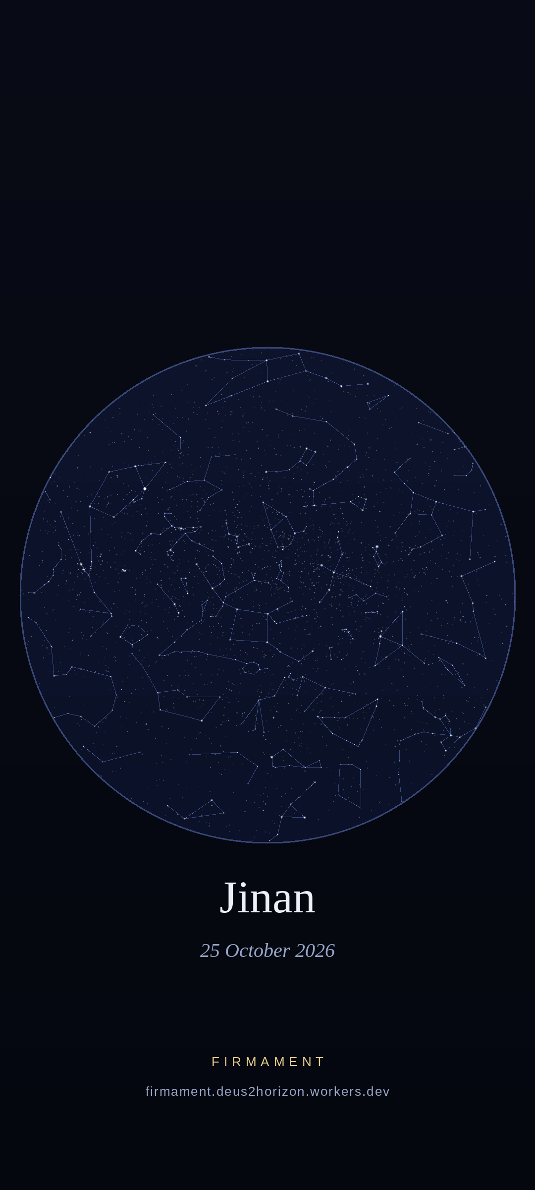 Cielo notturno sopra Jinan, China il 25 ottobre 2026