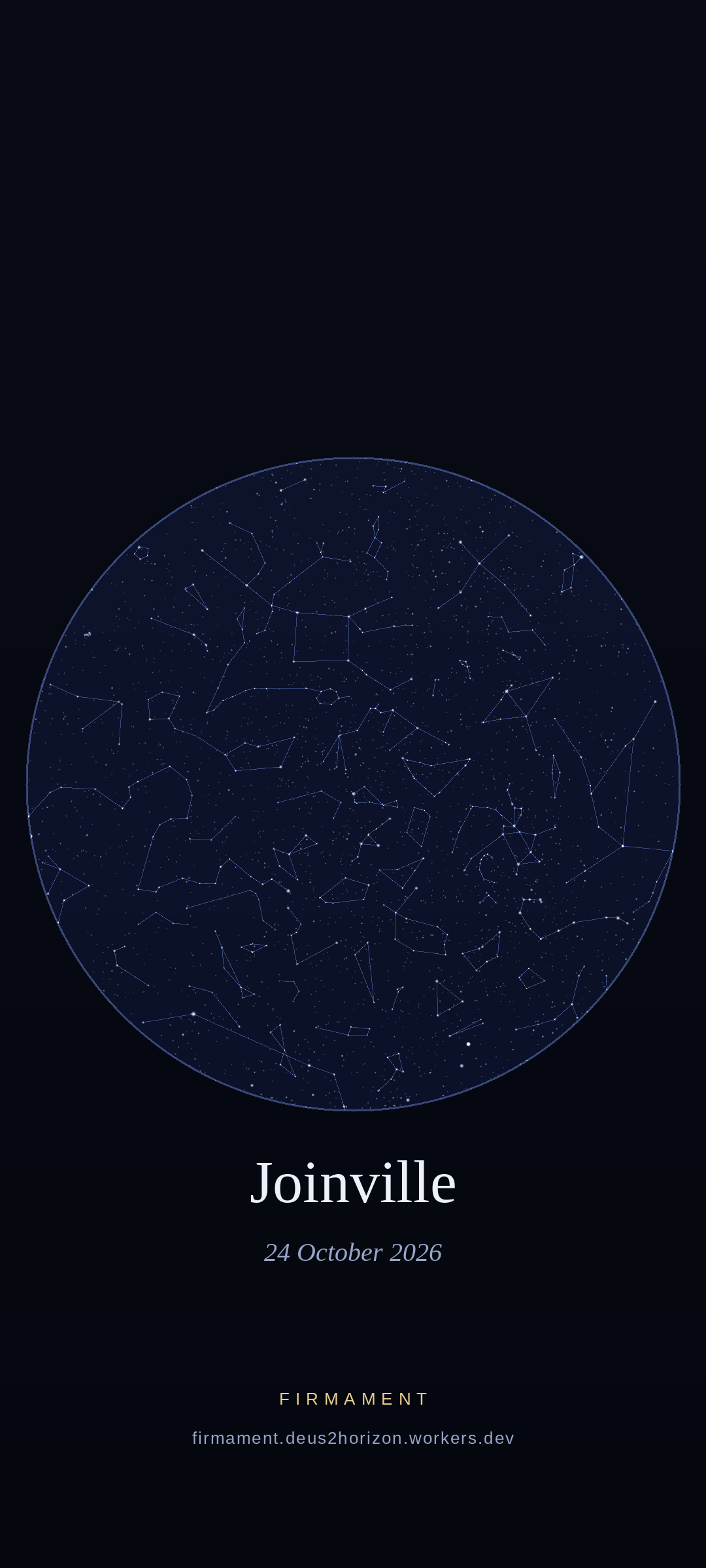 Cielo notturno sopra Joinville, Brazil il 24 ottobre 2026