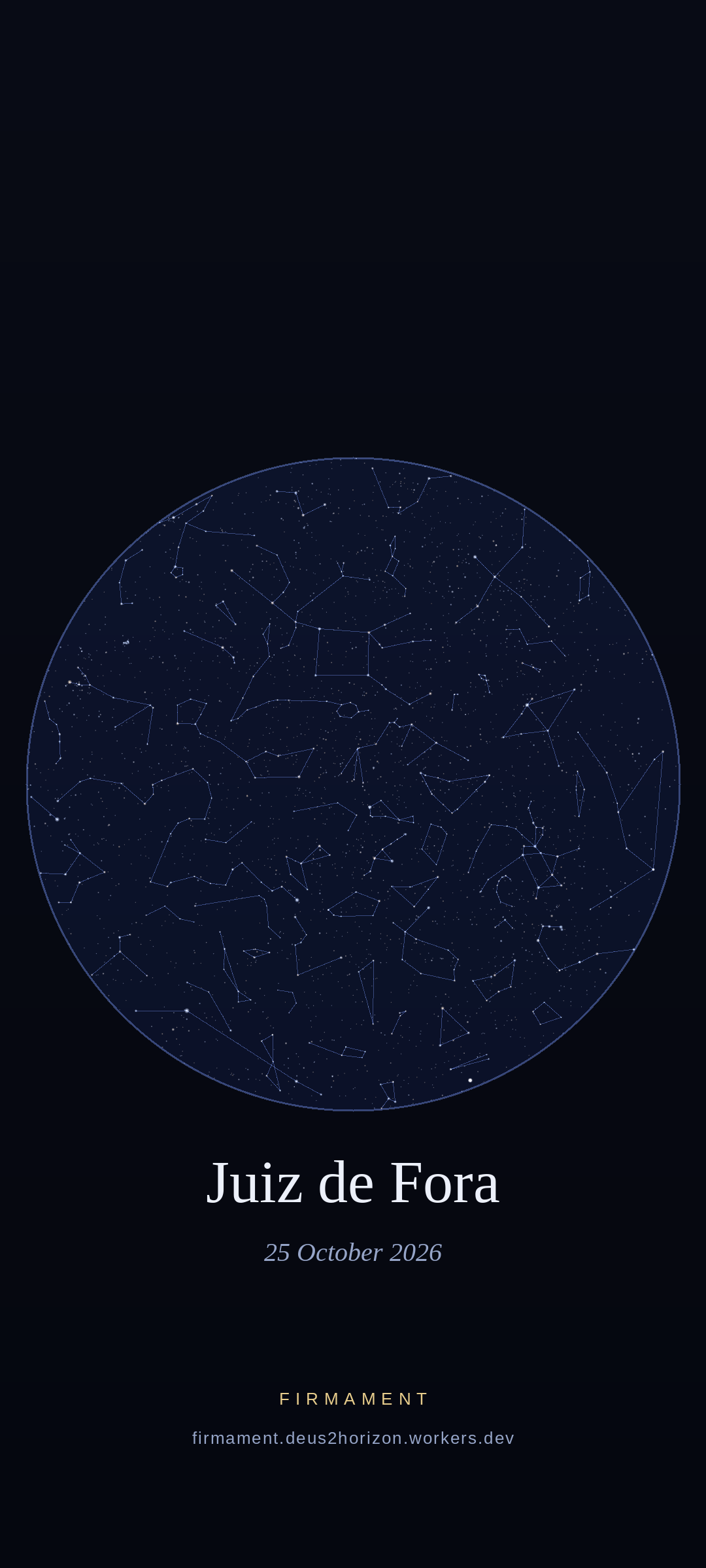 Night sky over Juiz de Fora, Brazil on 24 October 2026