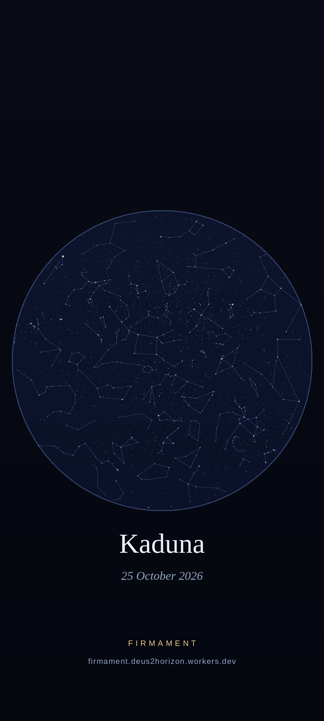 Ciel nocturne au-dessus de Kaduna, Nigeria le 25 octobre 2026