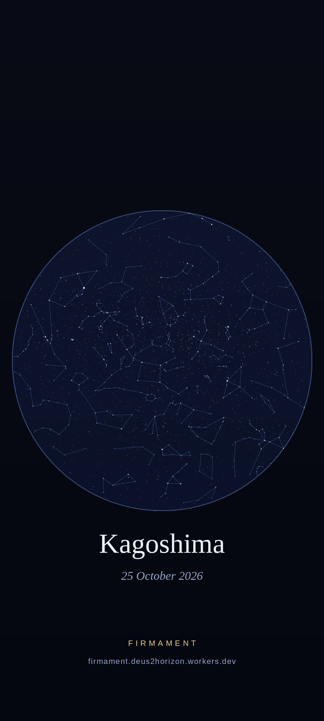 Night sky over Kagoshima, Japan on 25 October 2026