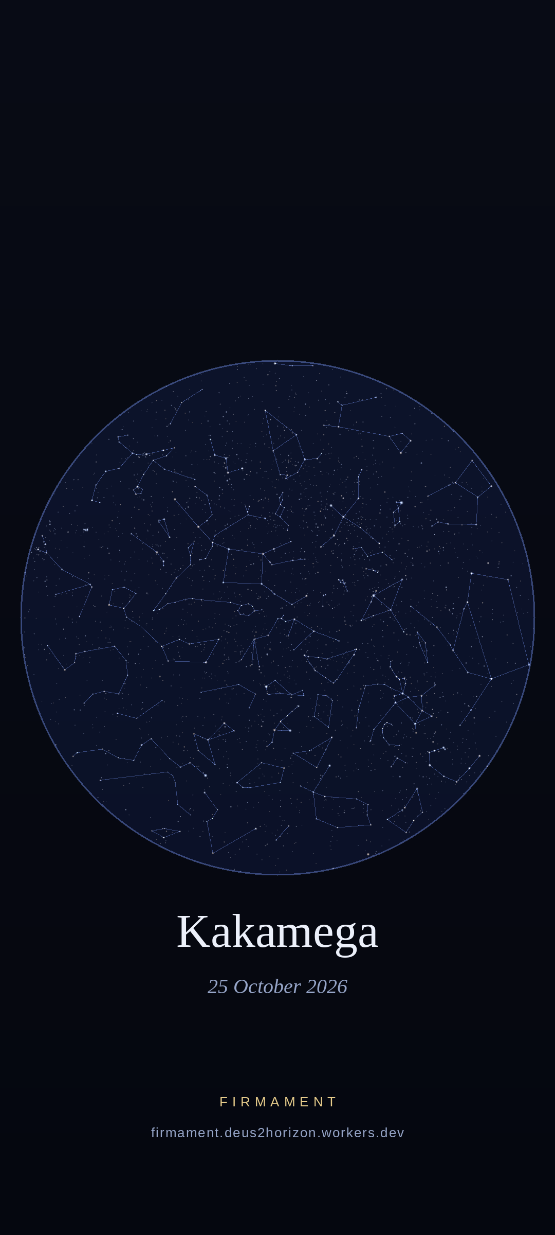 Cielo notturno sopra Kakamega, Kenya il 25 ottobre 2026