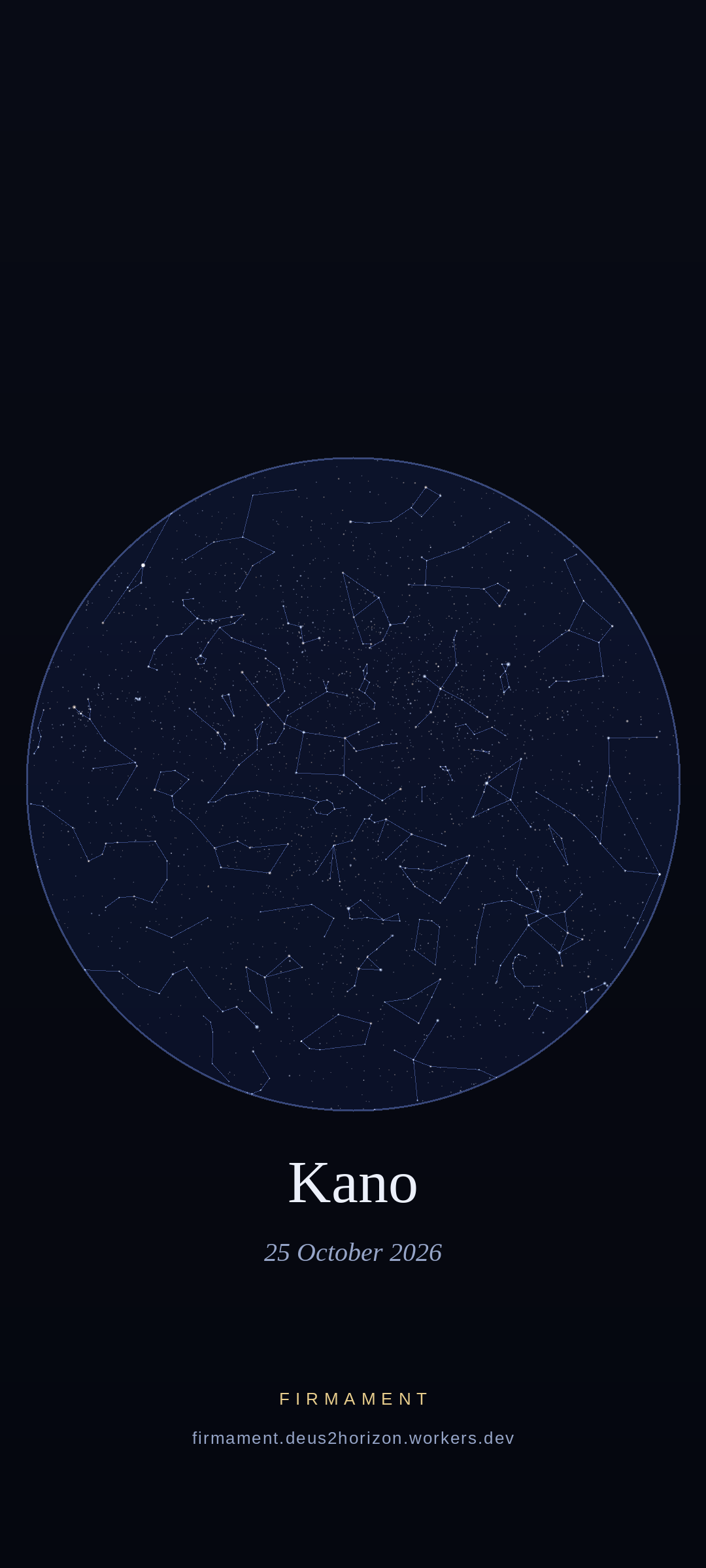 Night sky over Kano, Nigeria on 25 October 2026