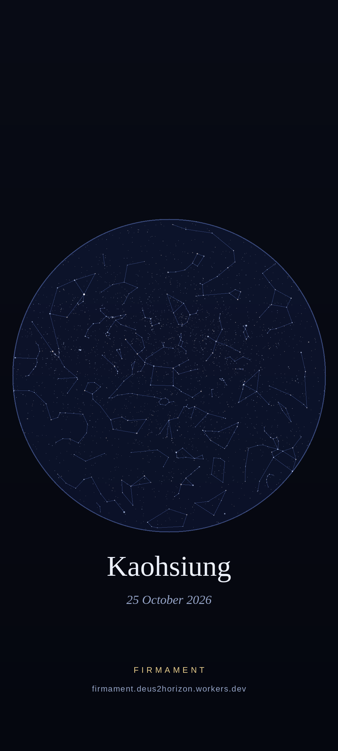 Cielo notturno sopra Kaohsiung, Taiwan il 25 ottobre 2026