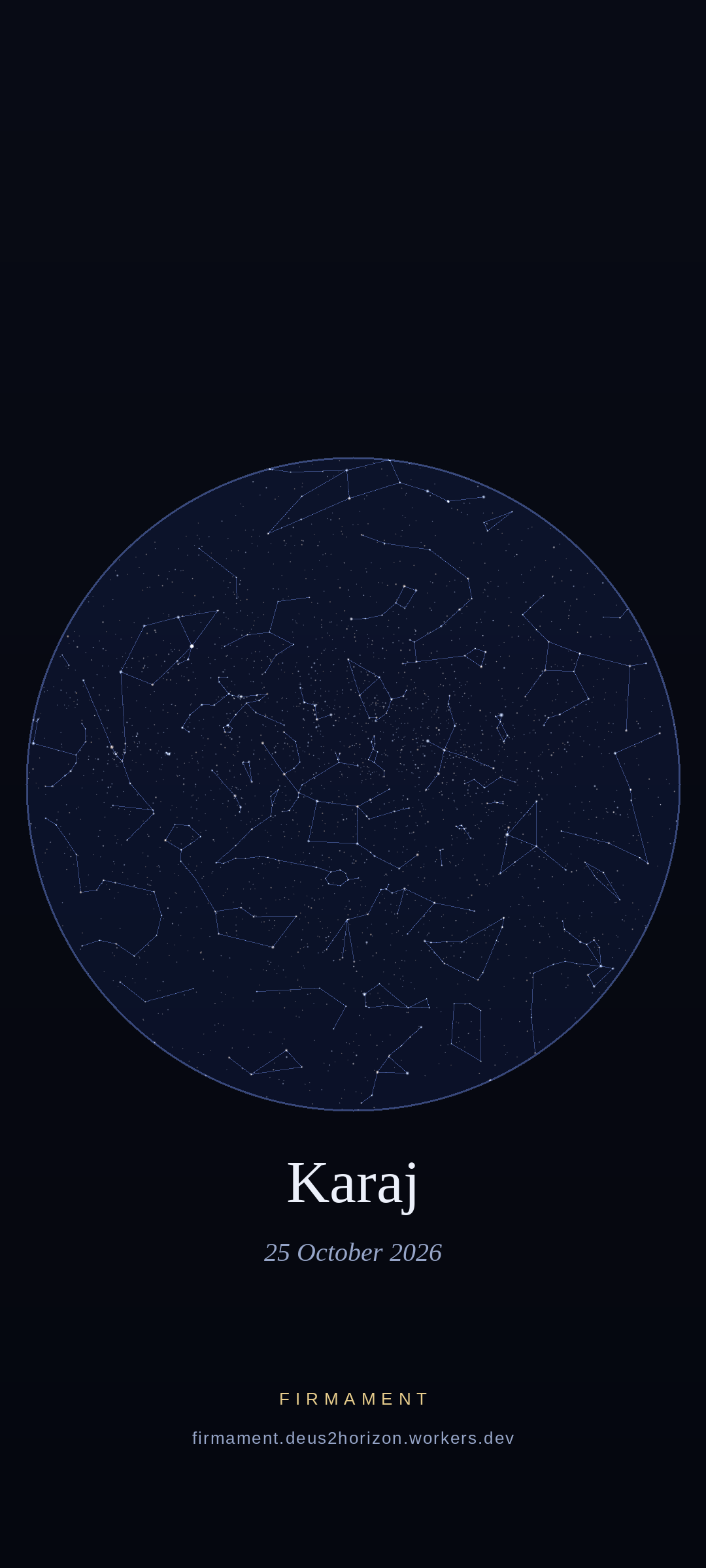 Cielo notturno sopra Karaj, Iran il 25 ottobre 2026