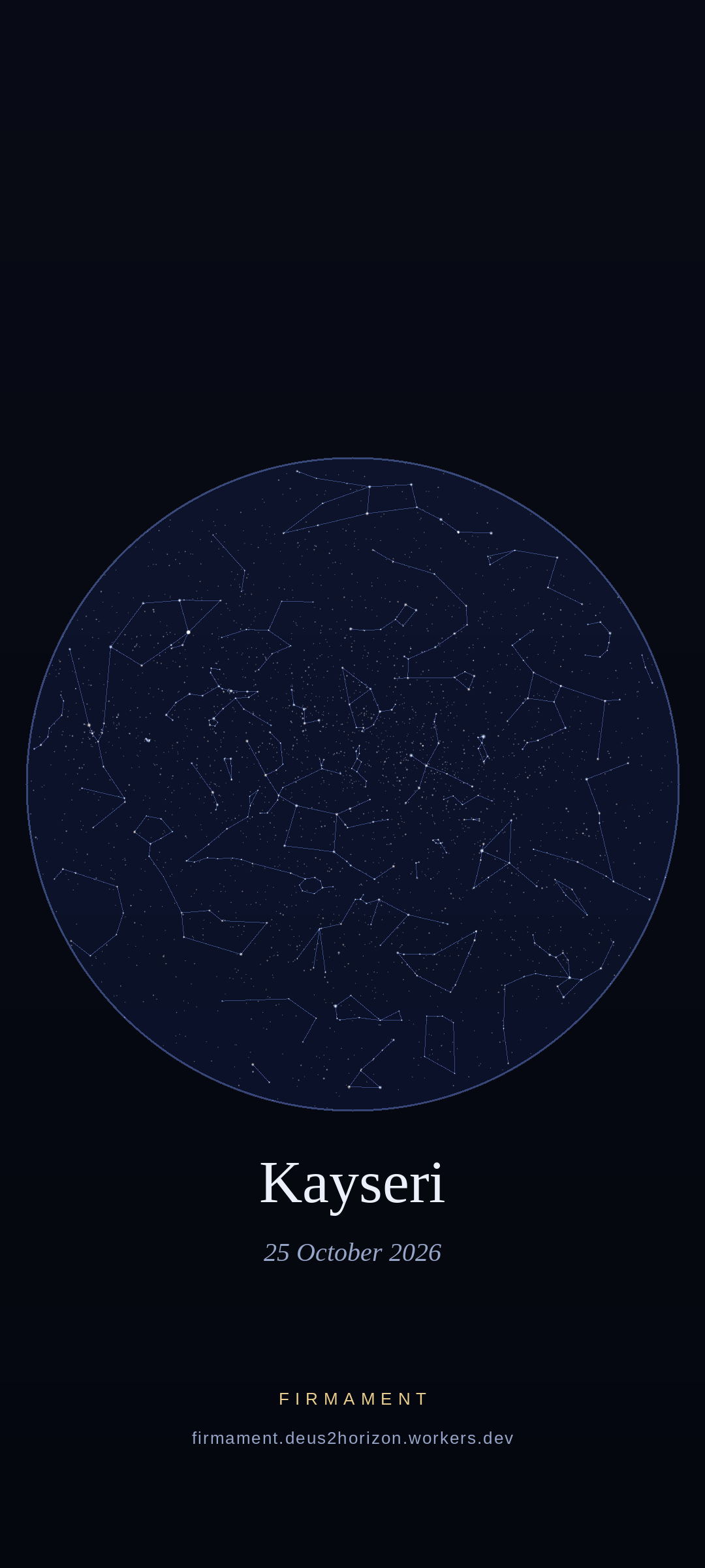 Night sky over Kayseri, Turkey on 25 October 2026