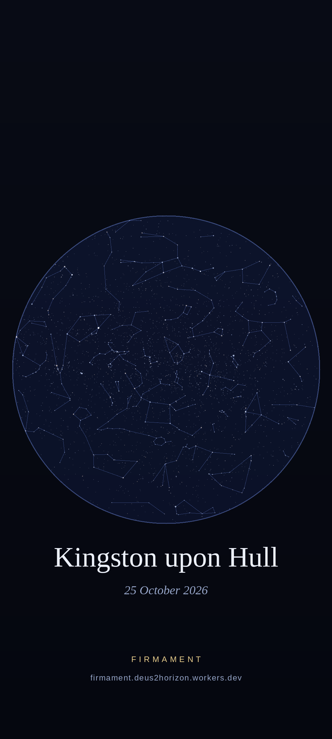 Cielo notturno sopra Kingston upon Hull, United Kingdom il 25 ottobre 2026