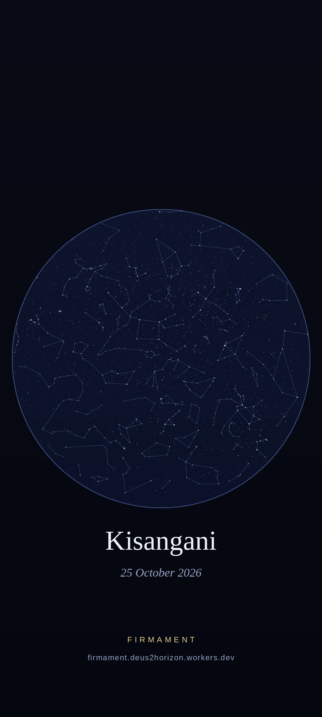 Ciel nocturne au-dessus de Kisangani, Democratic Republic of the Congo le 25 octobre 2026