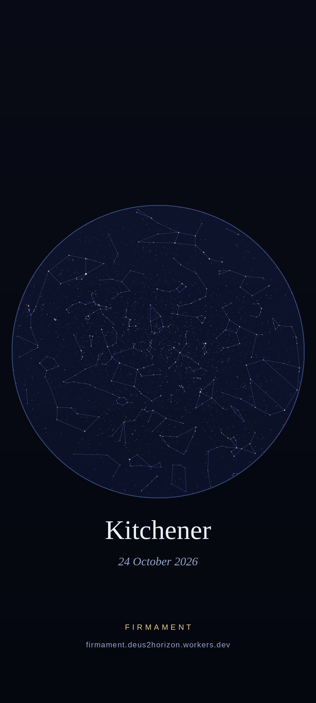 Night sky over Kitchener, Canada on 24 October 2026