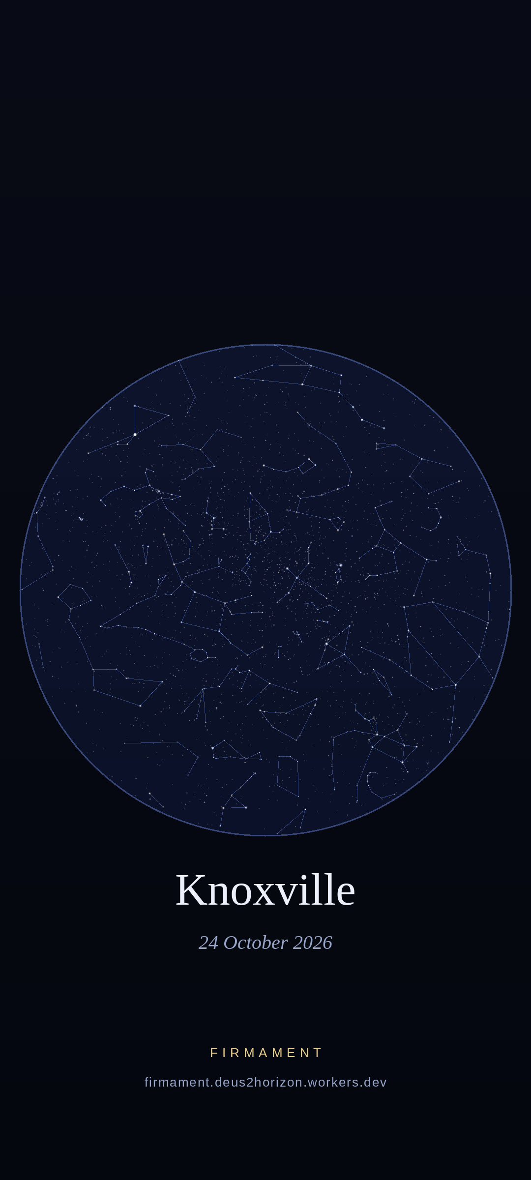 Céu noturno sobre Knoxville, United States em 24 de outubro de 2026