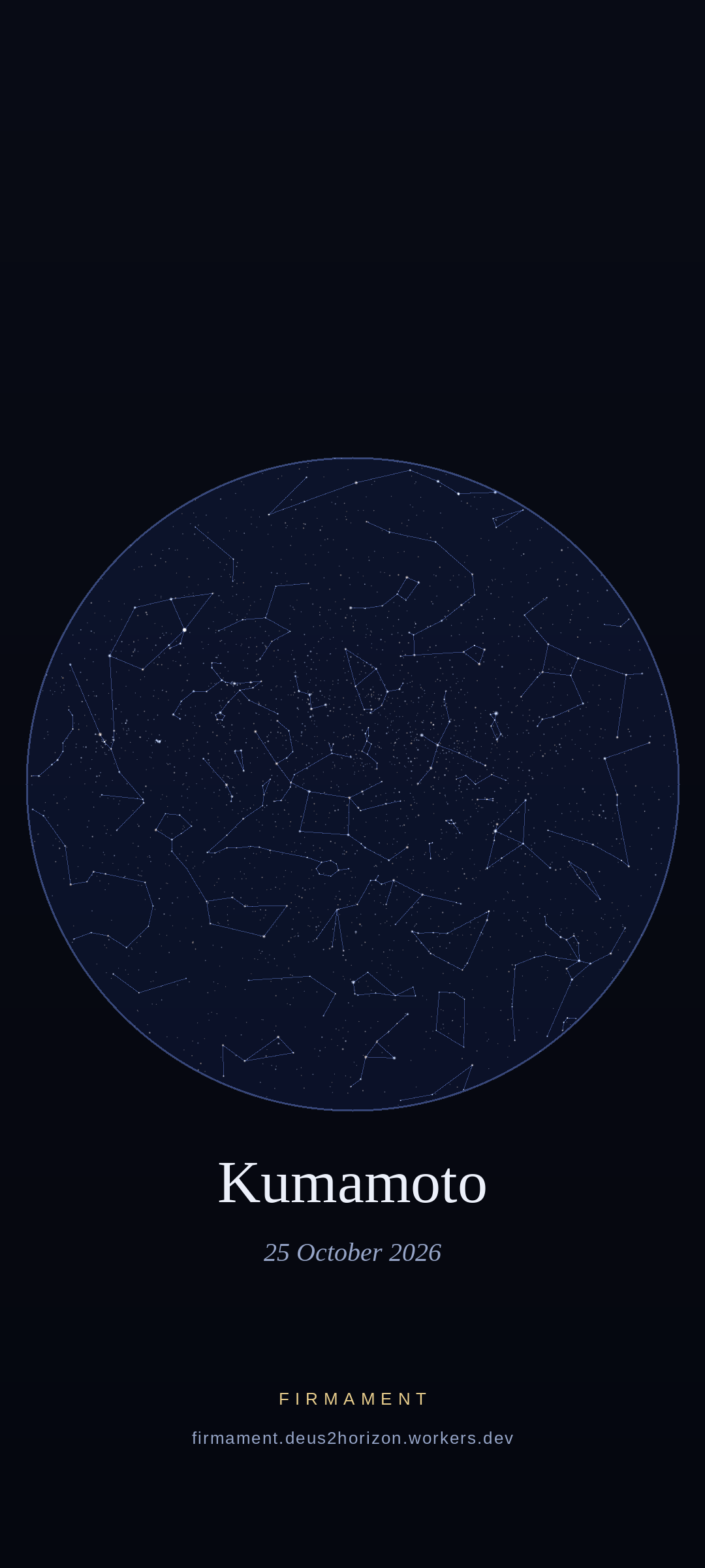 Céu noturno sobre Kumamoto, Japan em 25 de outubro de 2026