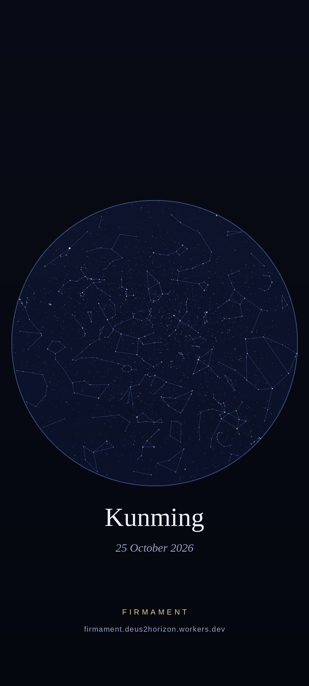 Night sky over Kunming, China on 25 October 2026