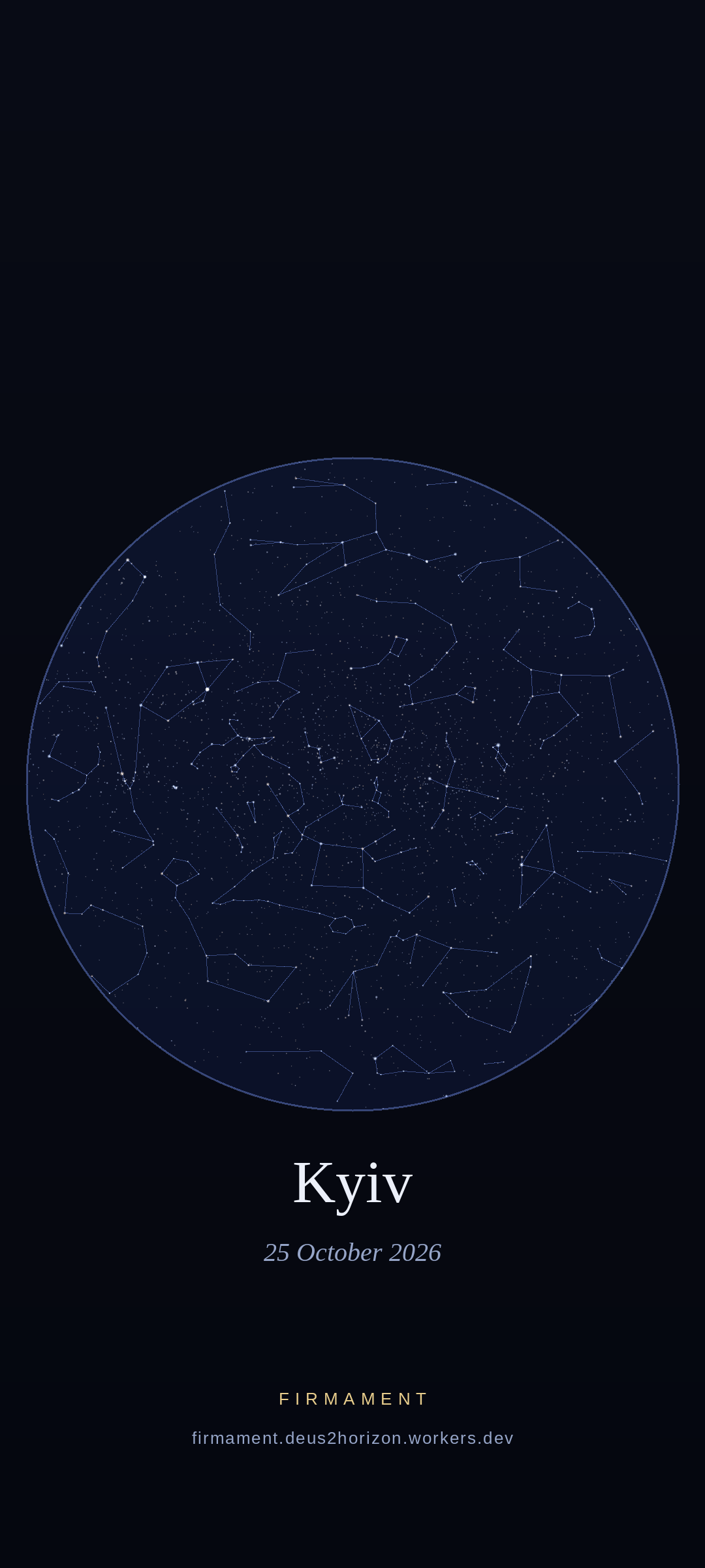 Night sky over Kyiv, Ukraine on 25 October 2026